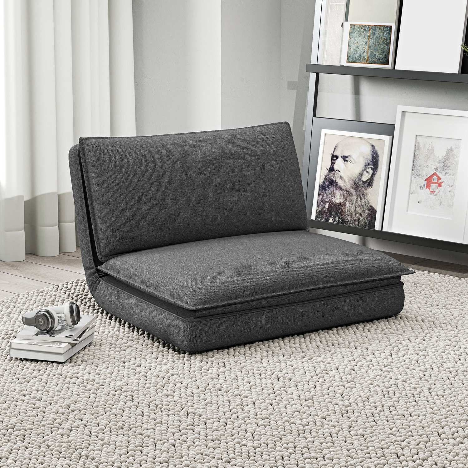 Opvouwbare slaapbank, 4-in-1, linnenlook, donkergrijs, 150 kg Draagvermogen