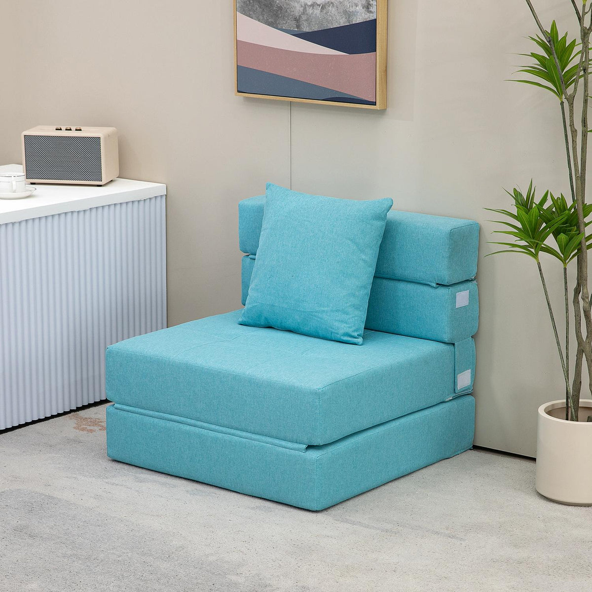 Opvouwbare slaapbank Stoel, 2-in-1 logeerbed met kussens, blauw