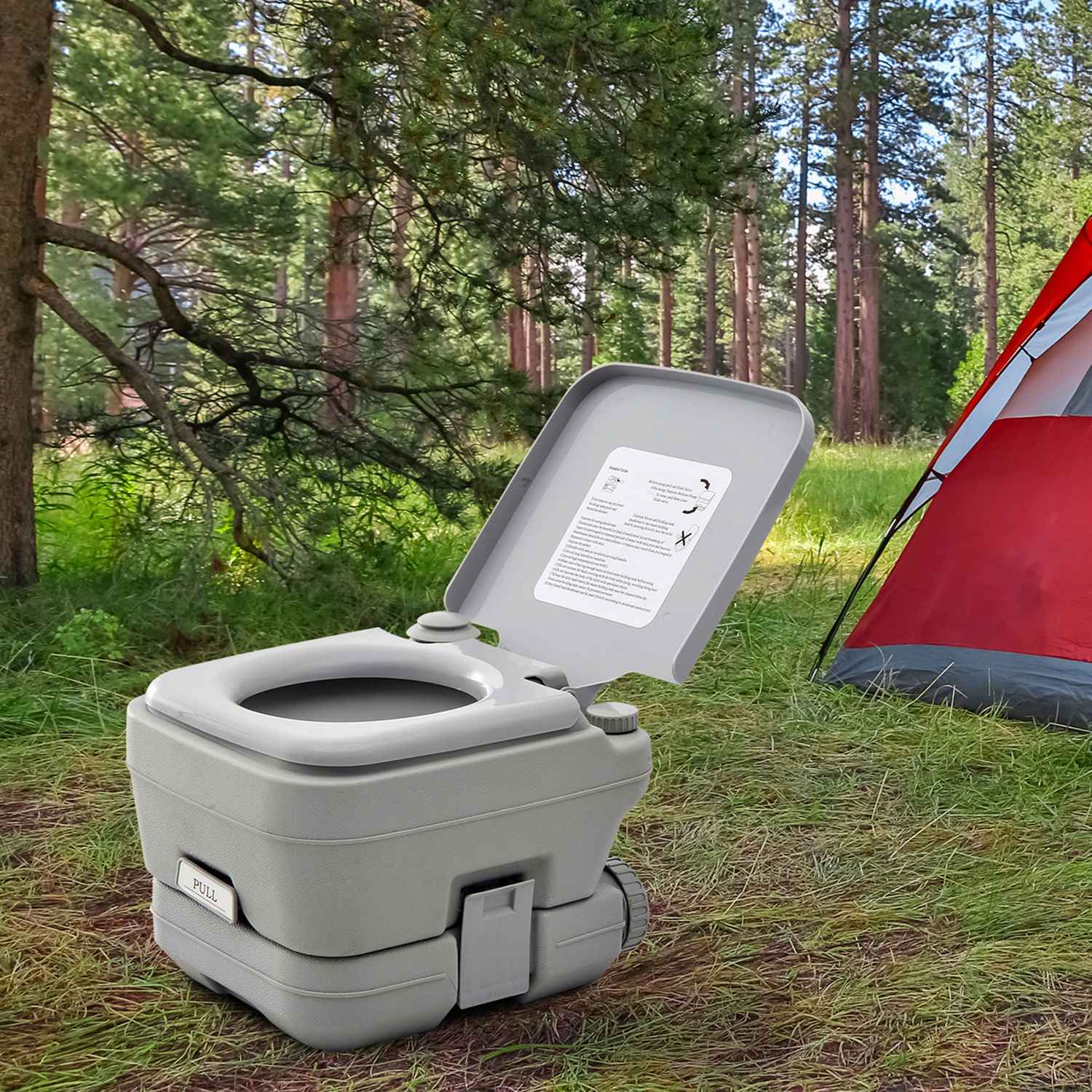 Opvouwbaar campingtoilet, 200kg draagvermogen, 10L, Grijs
