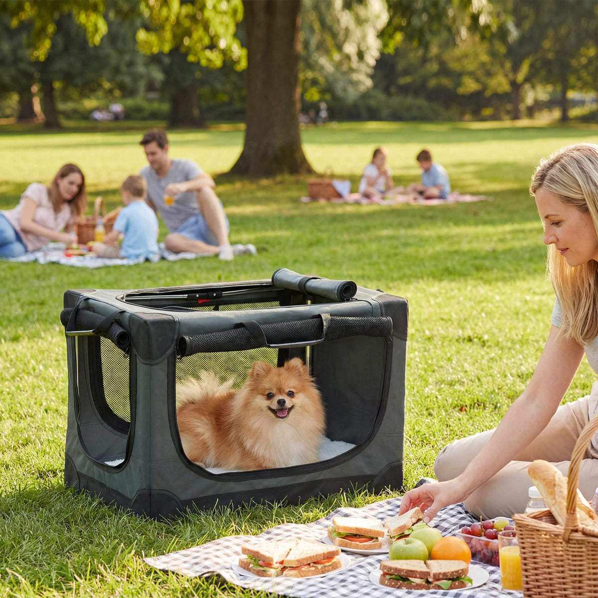 Opvouwbare dierenbench, 600D Oxford, 60x42x43 cm