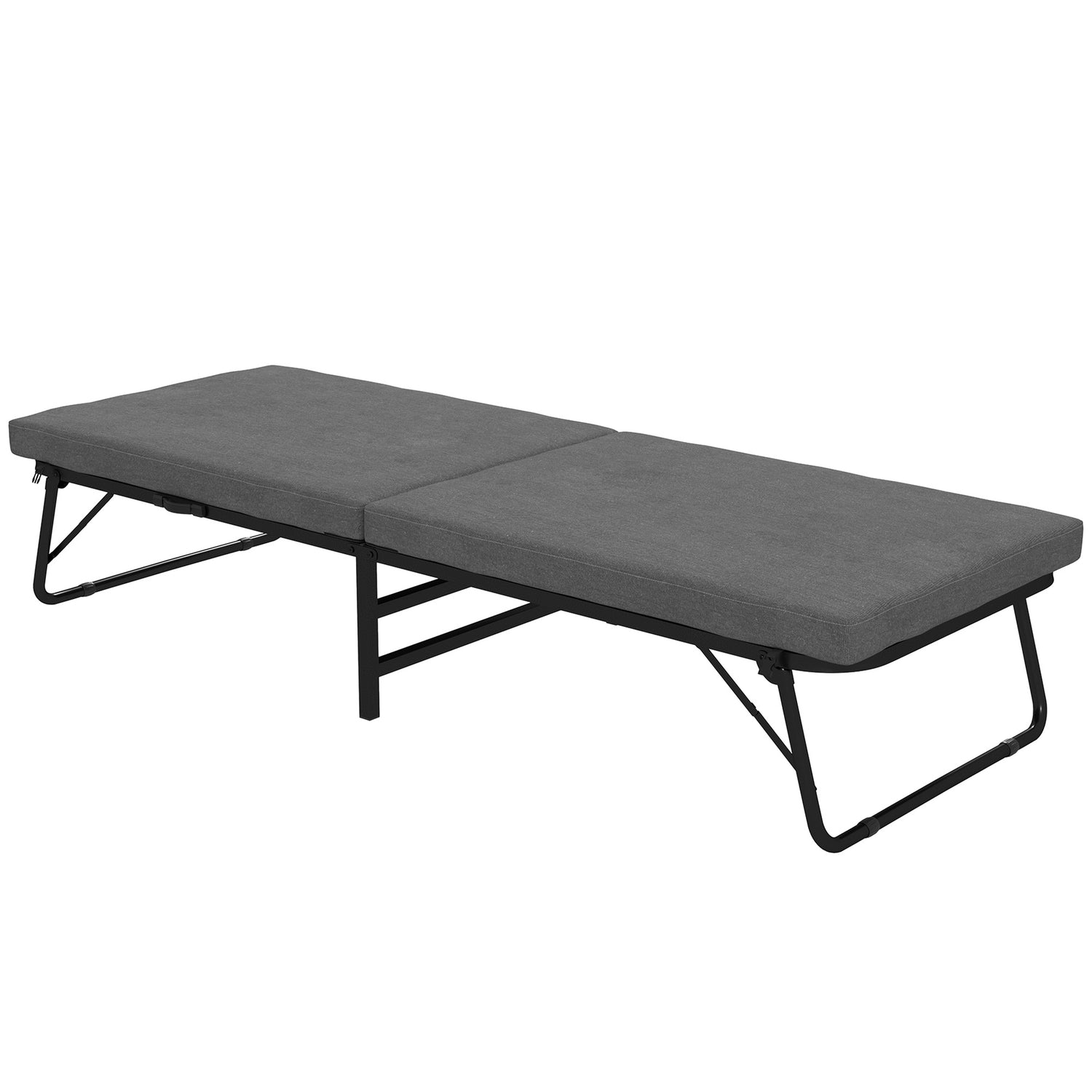 Opvouwbaar logeerbed met schuimmatras, metalen frame, donkergrijs