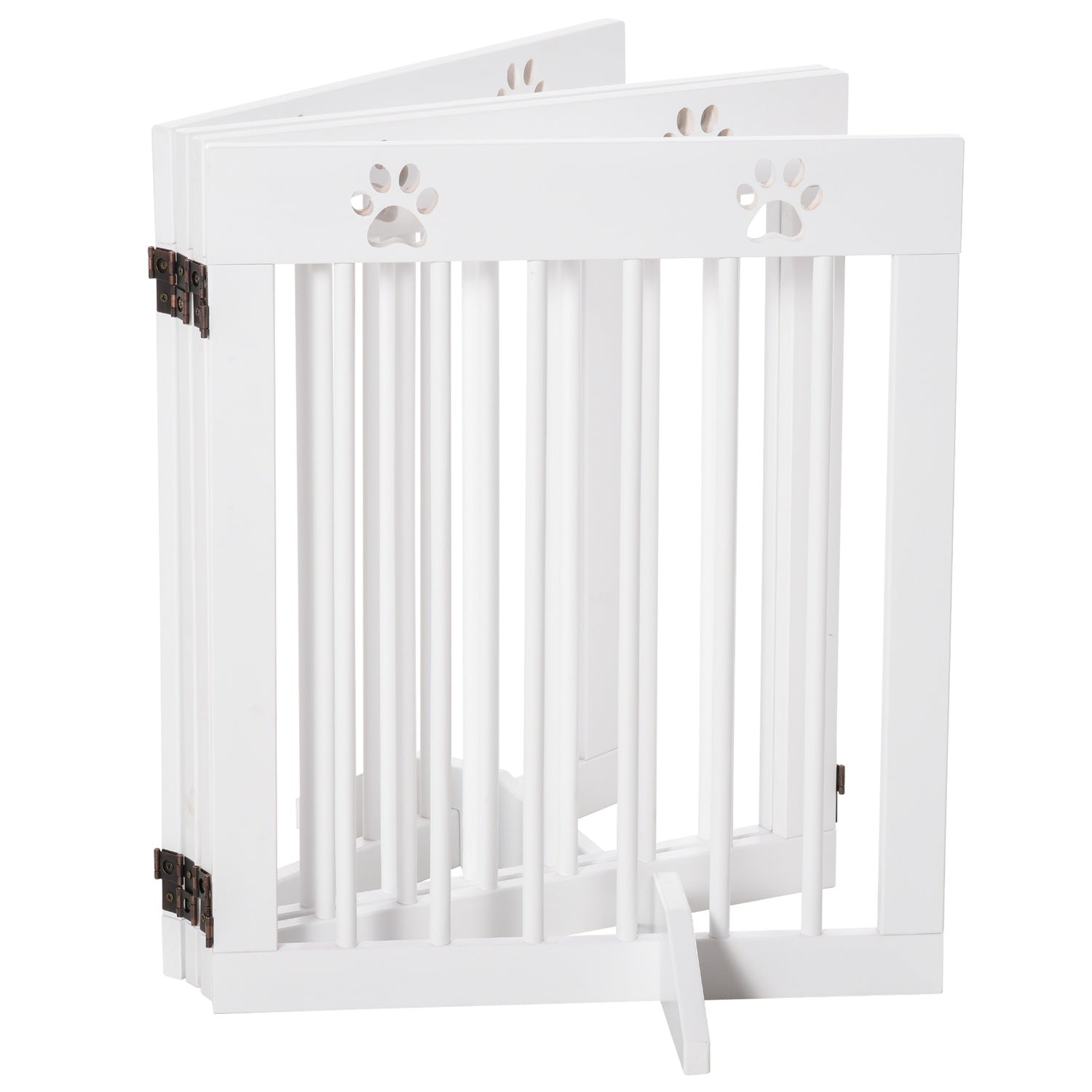 Opvouwbaar hondenhek van hout, 4 delen, 204x61cm, Wit