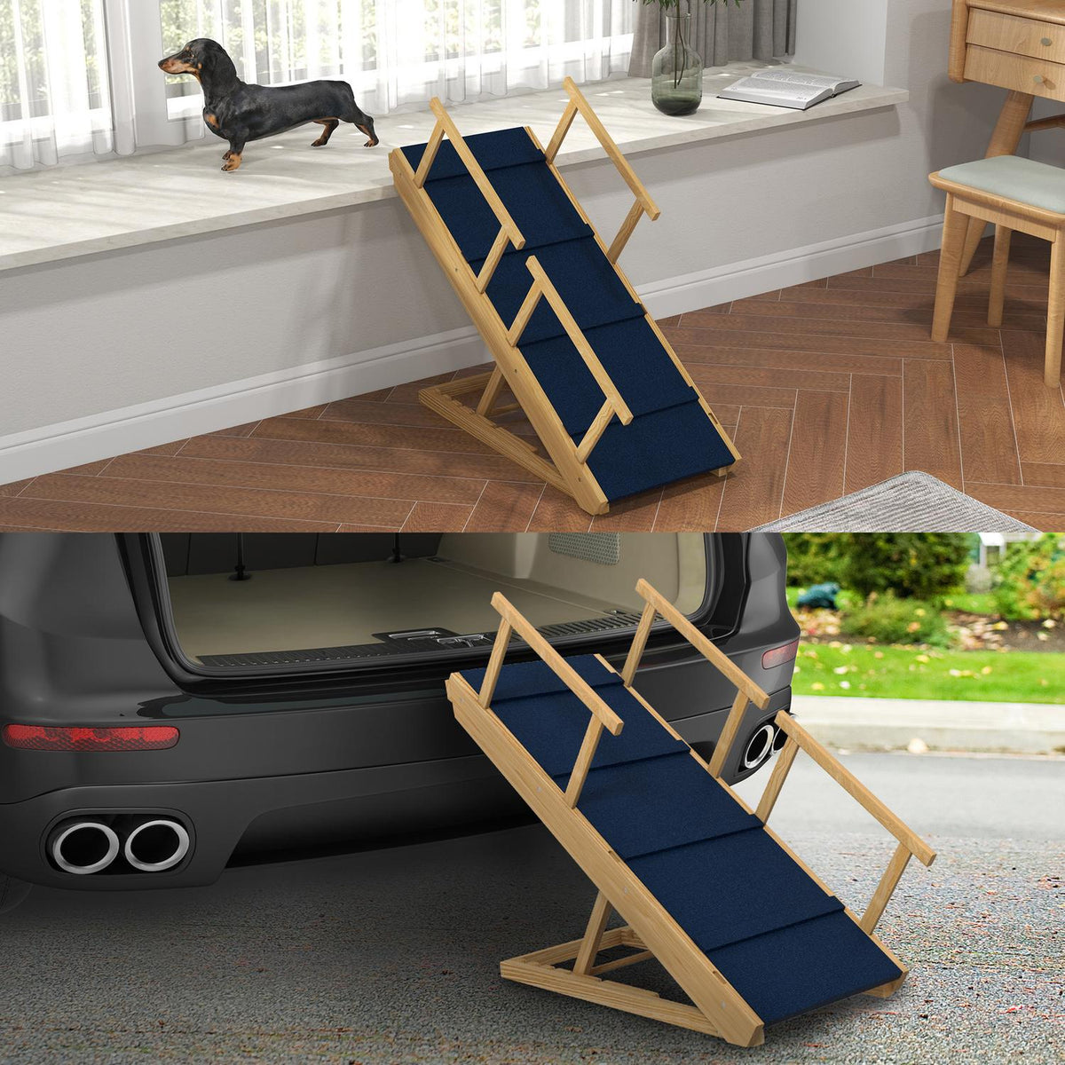 Opvouwbare hondenloopplank met leuningen, antislip, tot 40 kg