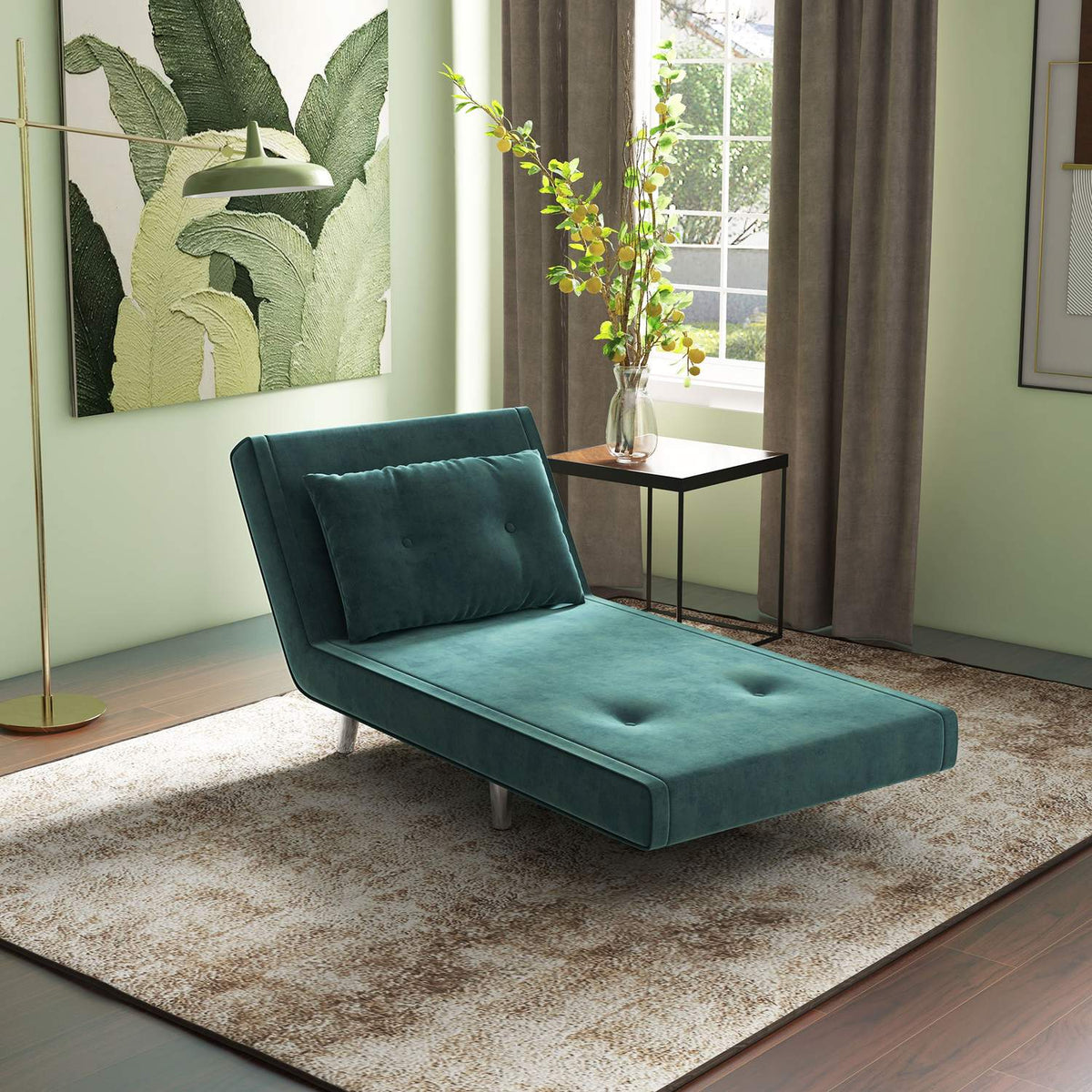 Opvouwbare slaapbank met kussens, fluweellook, groen