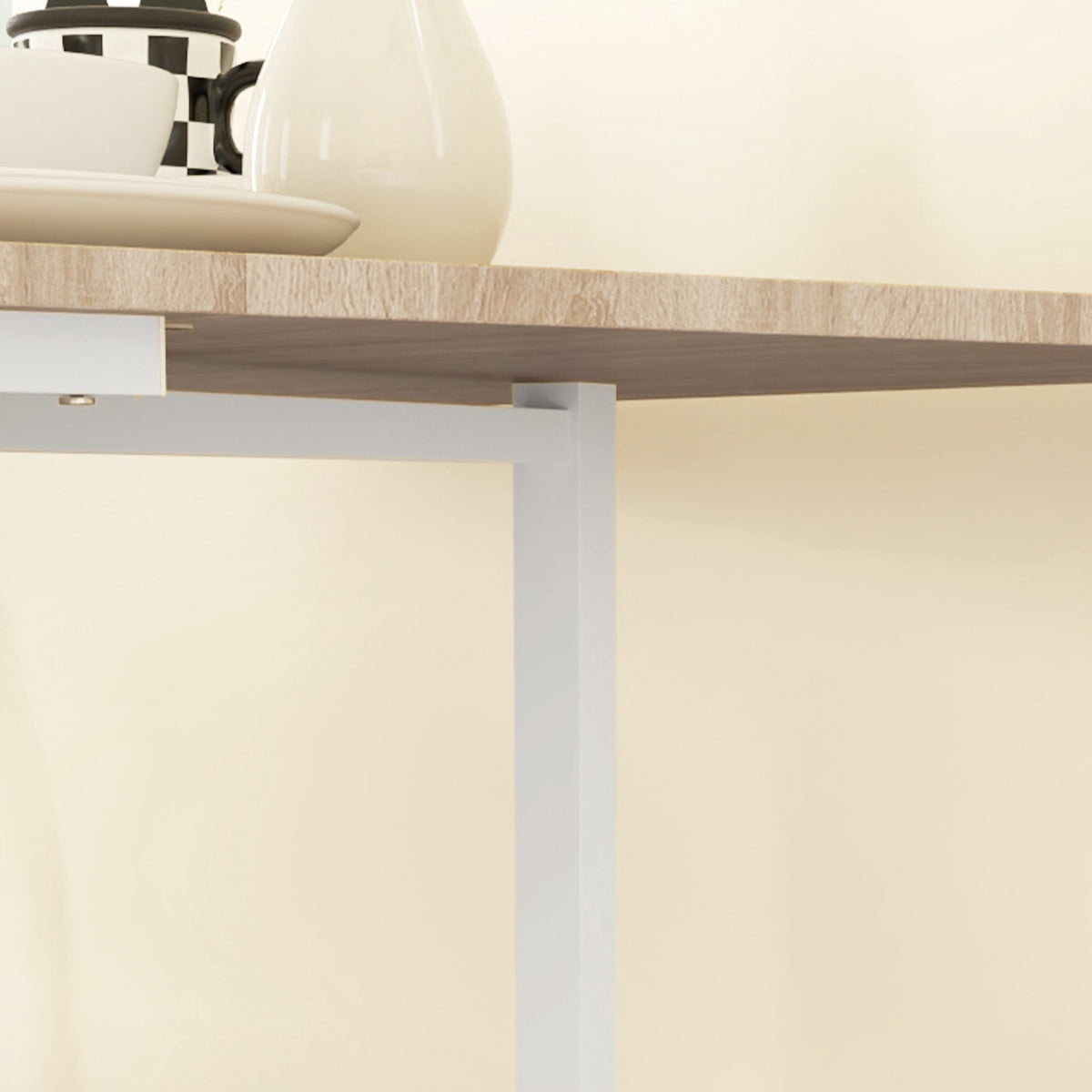 Opklapbare eettafel voor 6 personen, eiken, 6 vergrendelbare wielen