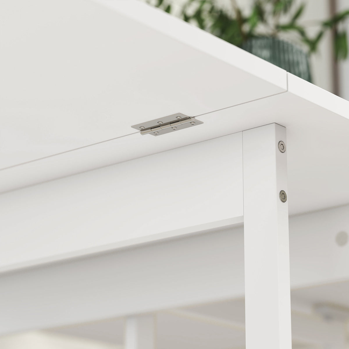 Opklapbare eettafel, industrieel ontwerp, plaats voor 4 personen, wit