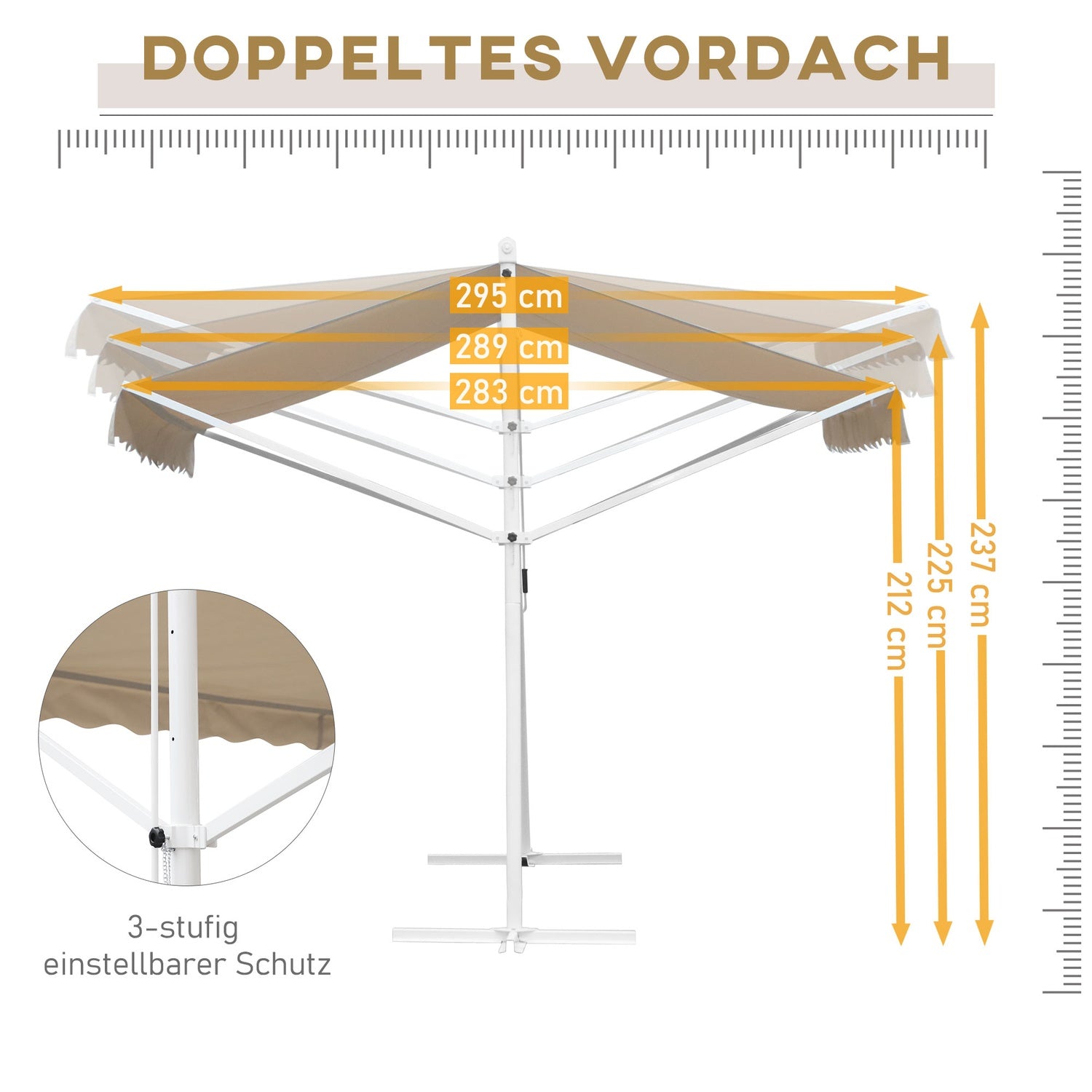 Opvouwbaar tuinzonnescherm 4x3M Beige – Zon- en weerbescherming