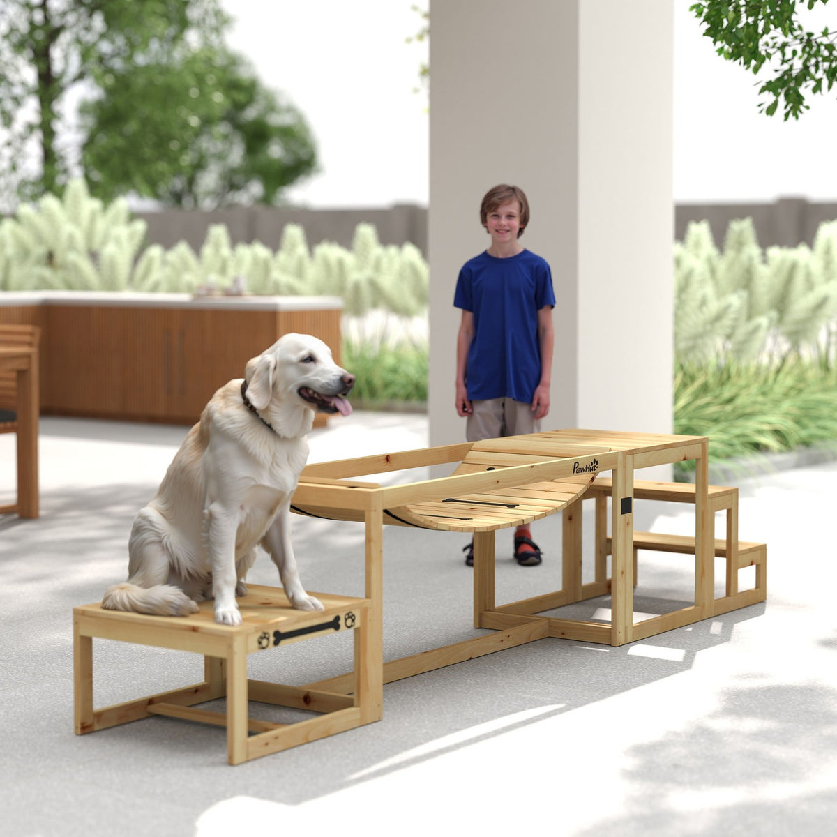 Hondenbehendigheidsset voor grote honden – Grenenhout, Set van 4