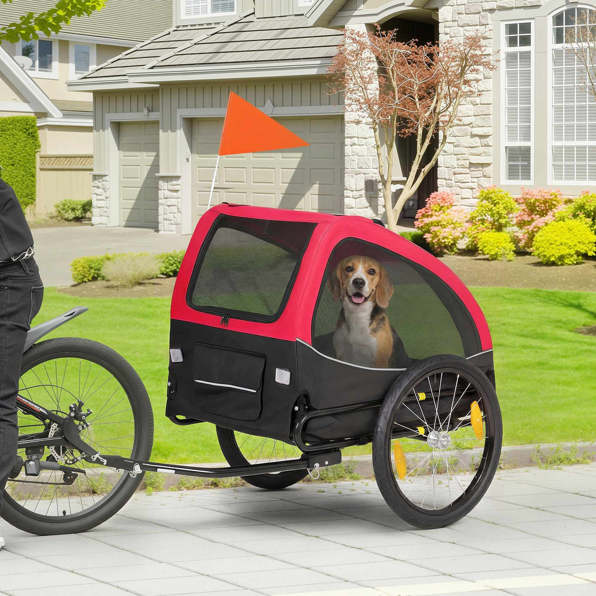 Hondenfietskar met wielen van 20", rood/zwart, draagvermogen van 20 kg