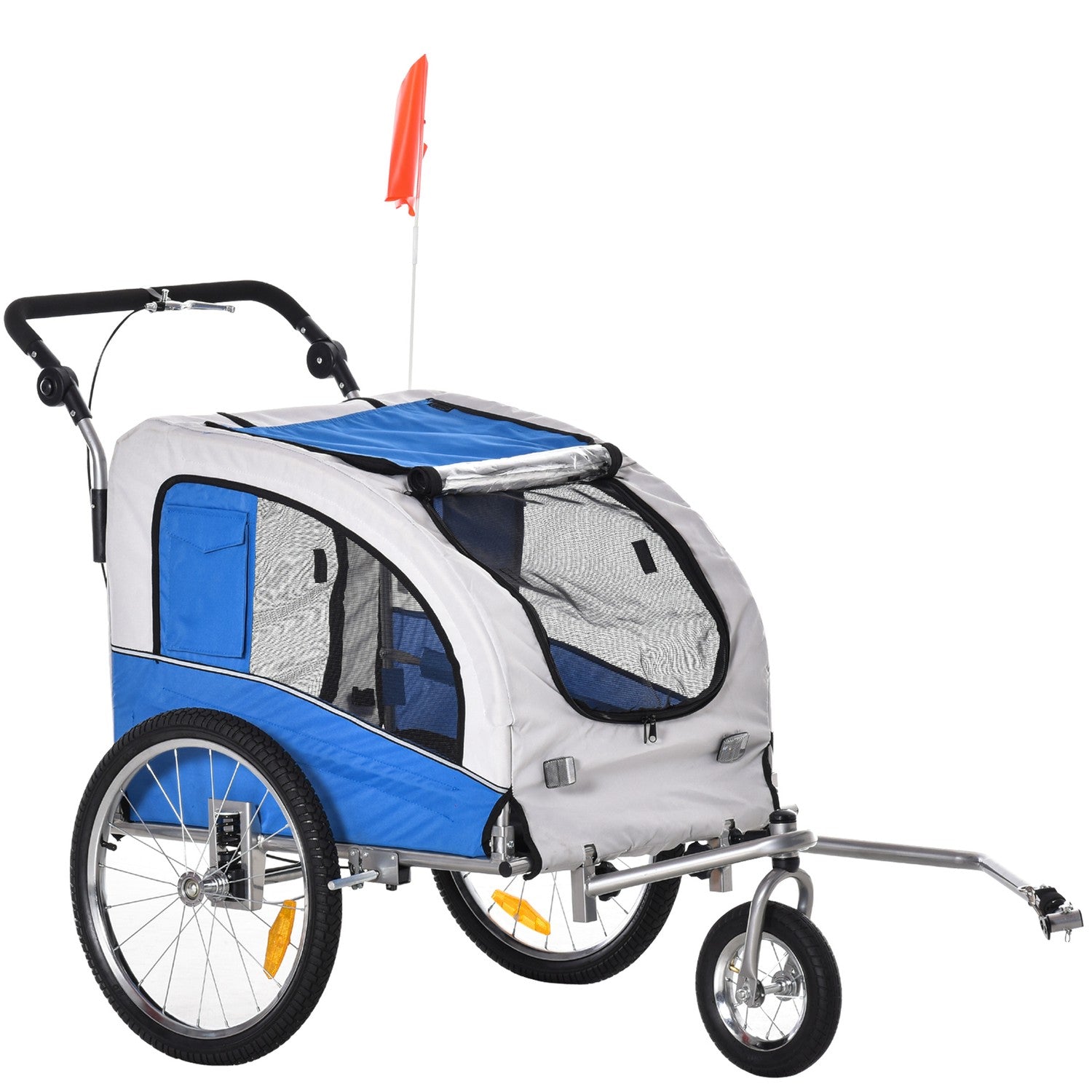 Hondfietskar en joggingkar, blauw/grijs, 155 x 83 x 108 cm
