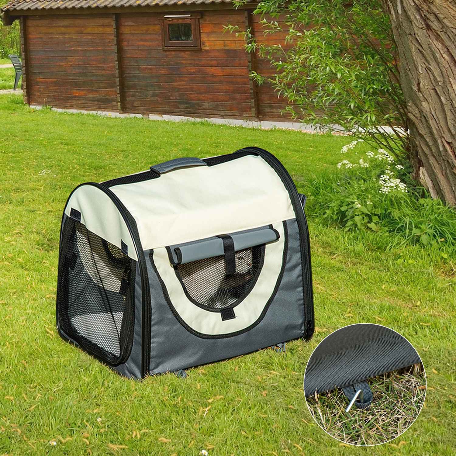 Hondenbench, opvouwbare transportbox met kussen, waterdicht