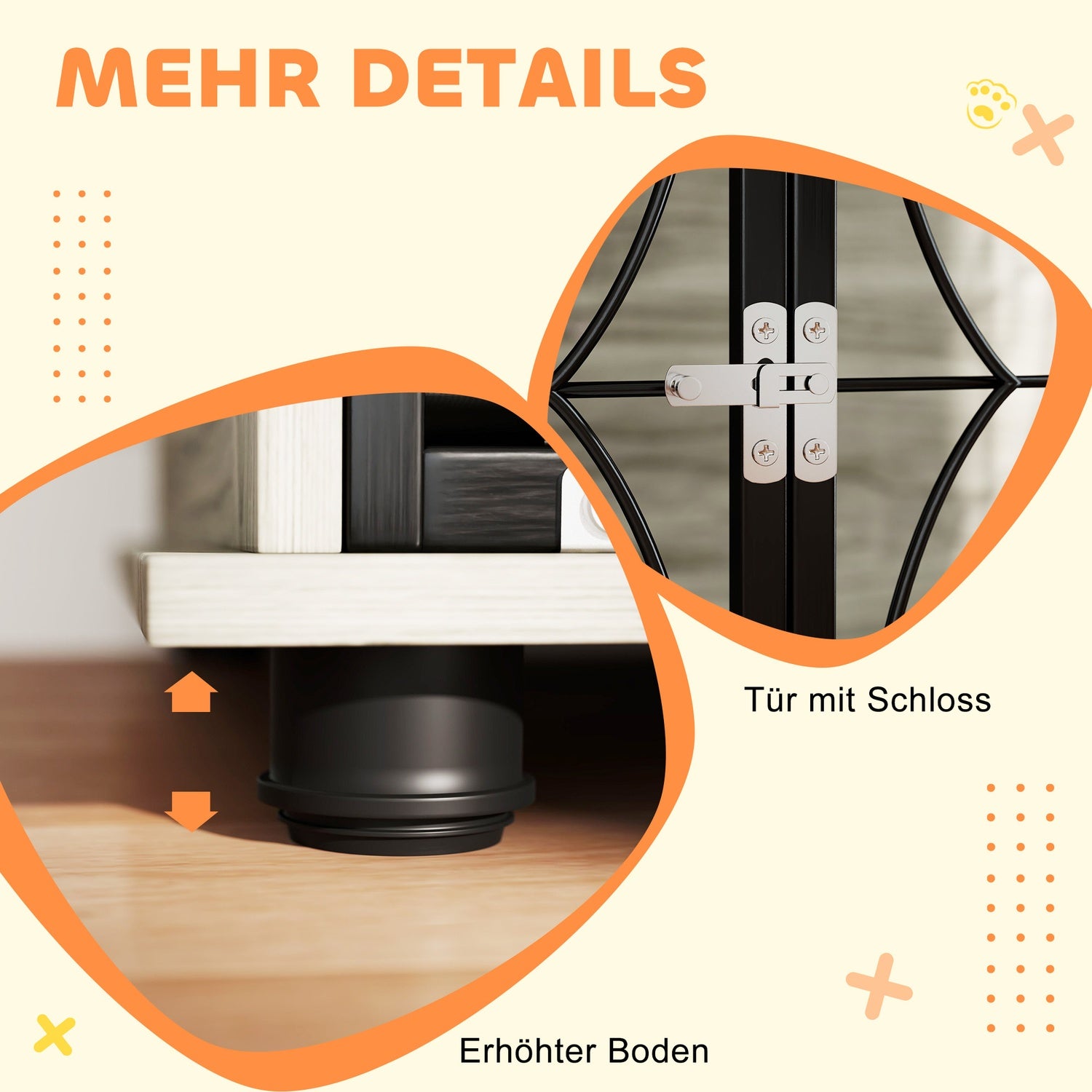 Hundebox Indoor mit Kissen und Fenster – gross, grau