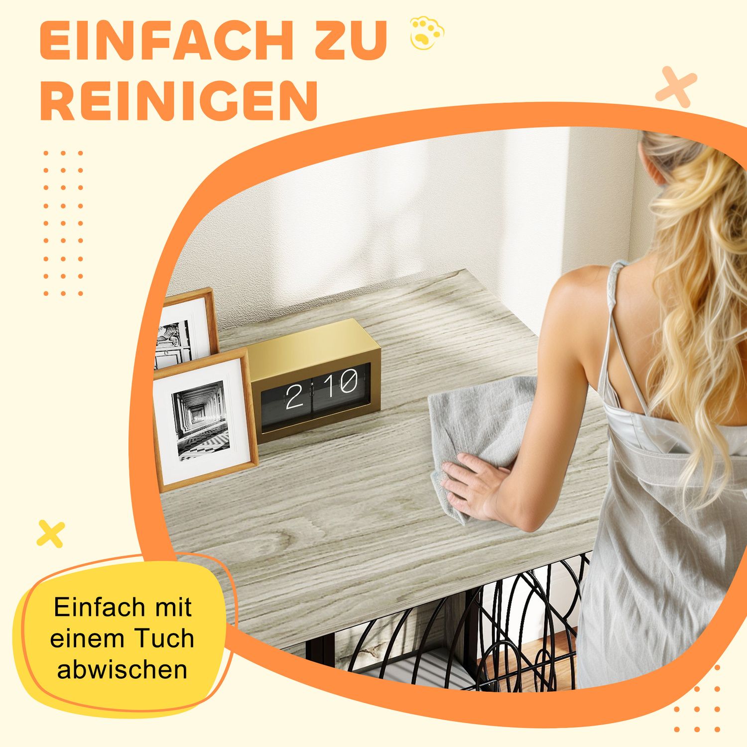 Hundebox Indoor mit Kissen und Fenster – gross, grau