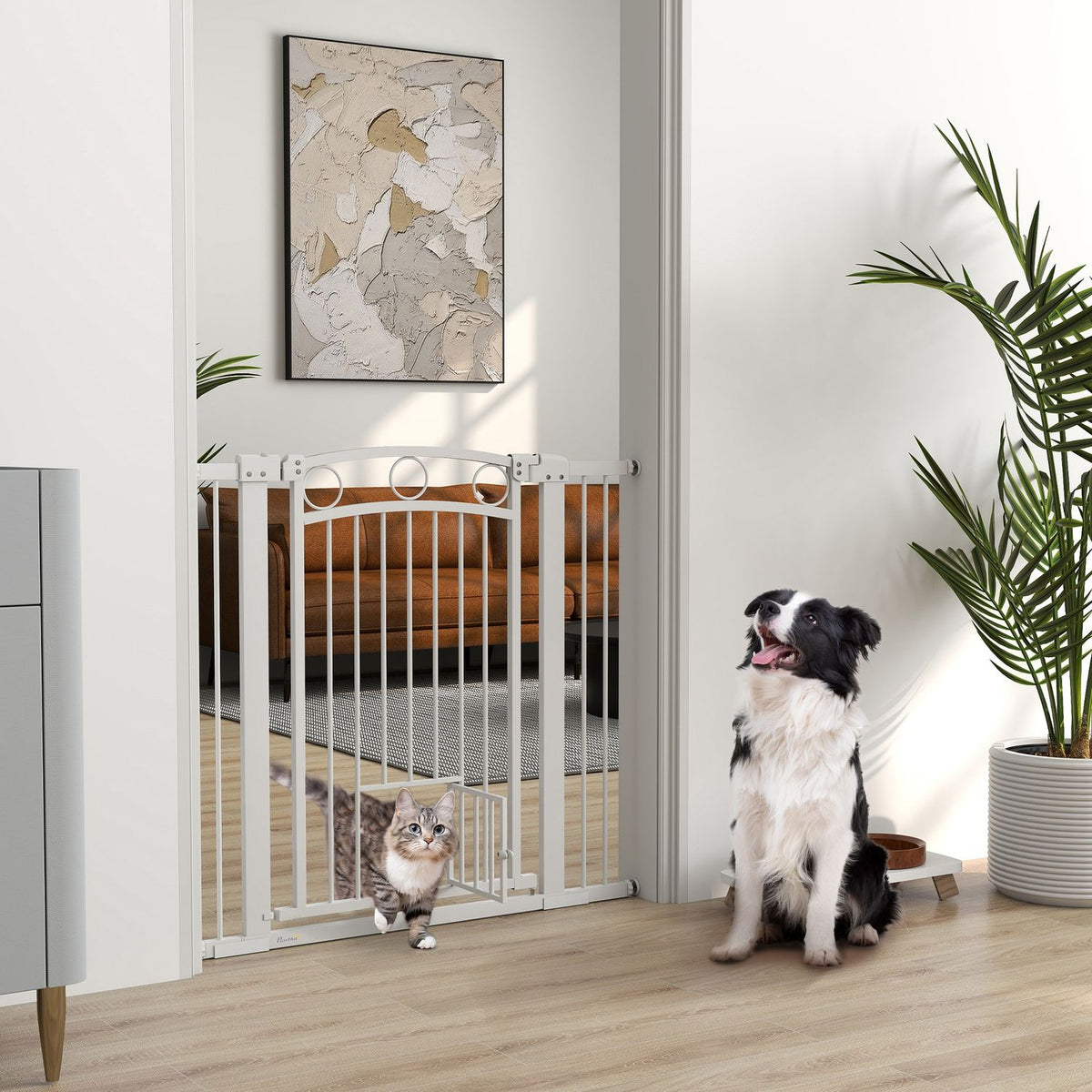 Hondenveiligheidsrek met kattenluik, Verstelbaar 76-104 cm, Boorvrij staal