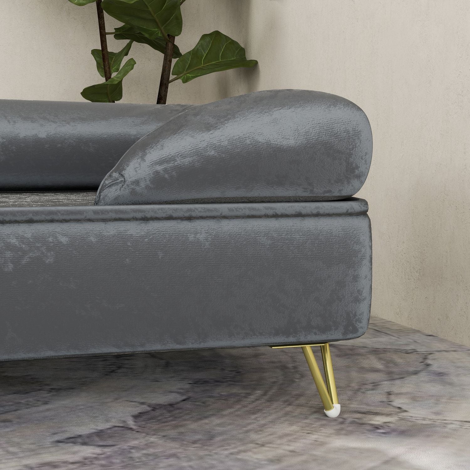 Hondensofa van fluweel, Grijs, opvouwbaar, 76x53,5x34cm