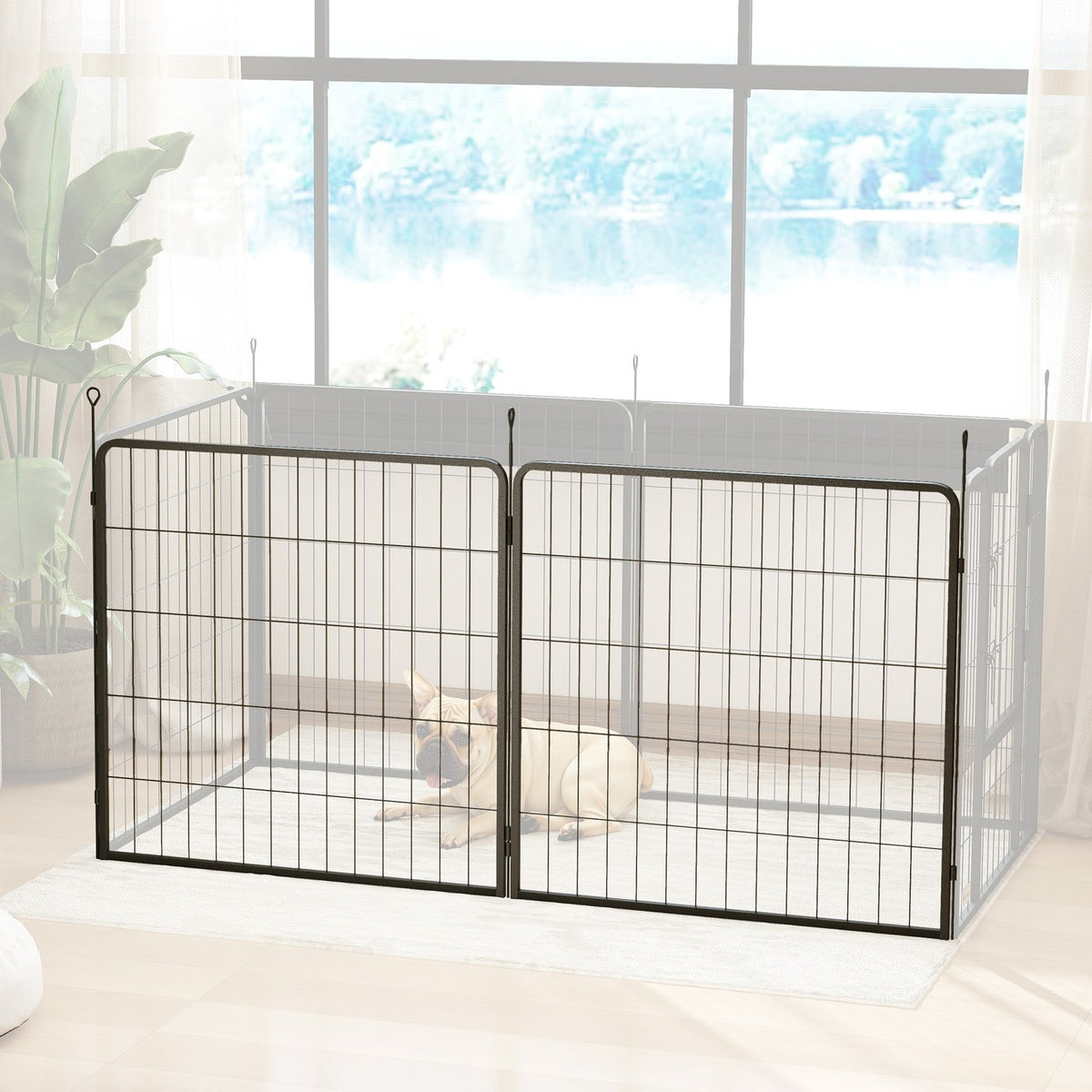 Hondenrenpanelen buiten, set van 2 – 80 x 80 cm, zwart