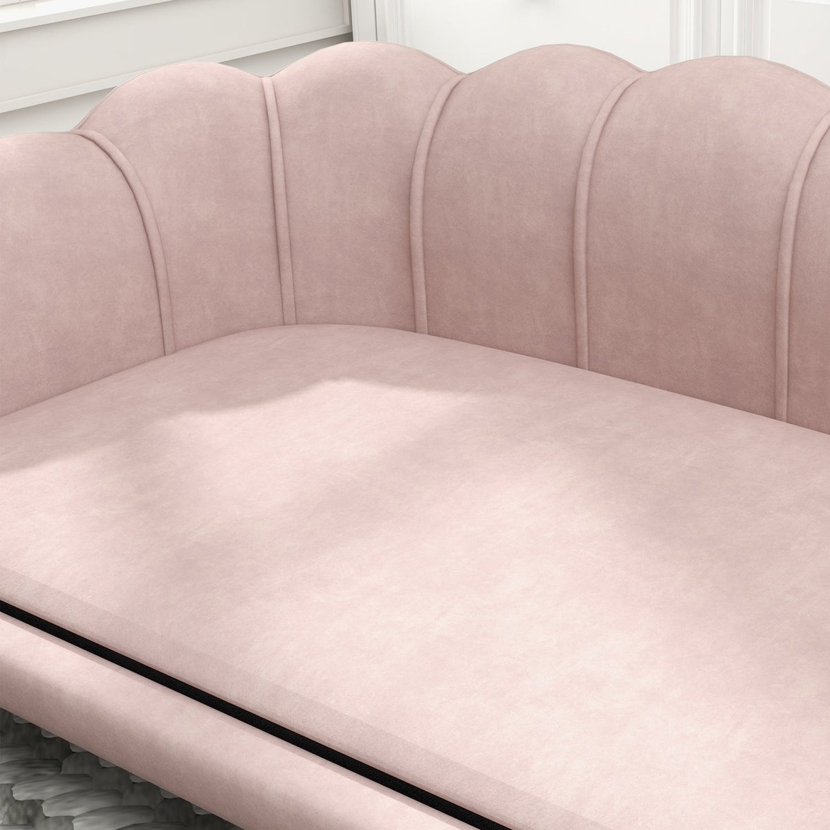 Huisdierenbank met wasbare hoes, houten poten – roze