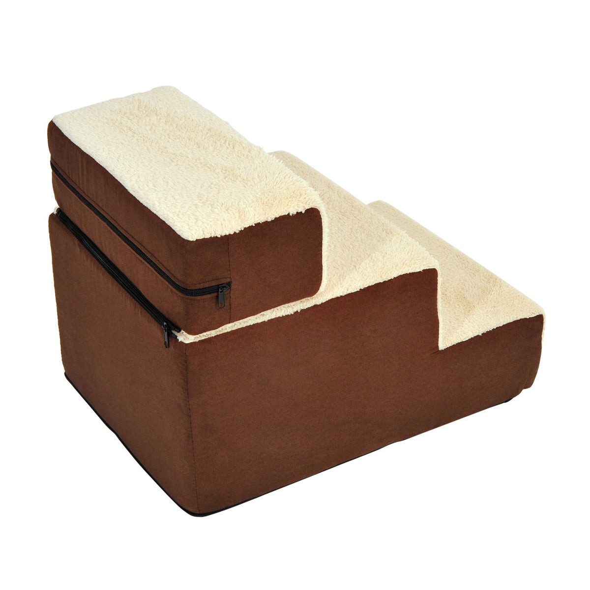 Huisdierentrap, 3-treds pluchebeige, 54x40x39 cm