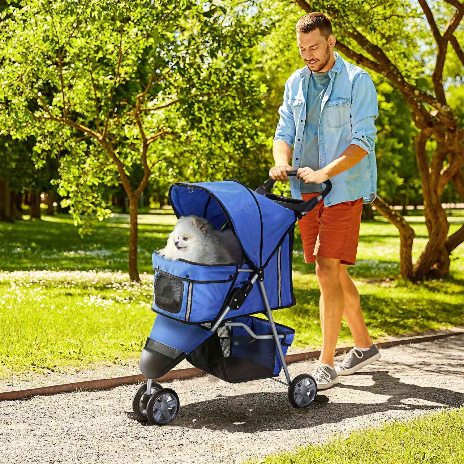 Huisdierenwagen voor honden en katten, veelkleurig blauw
