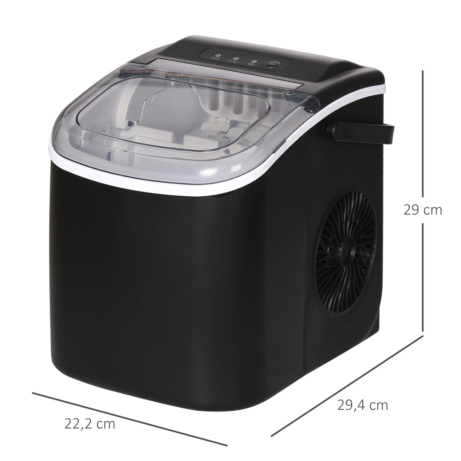 IJsblokjesmachine, 9 blokjes in 6-12 min, 12 kg/dag, zwart