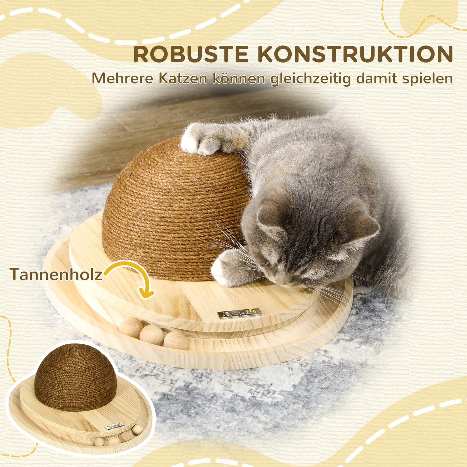 Interactief kattenspeeltje – krabplank en knikkerbaan