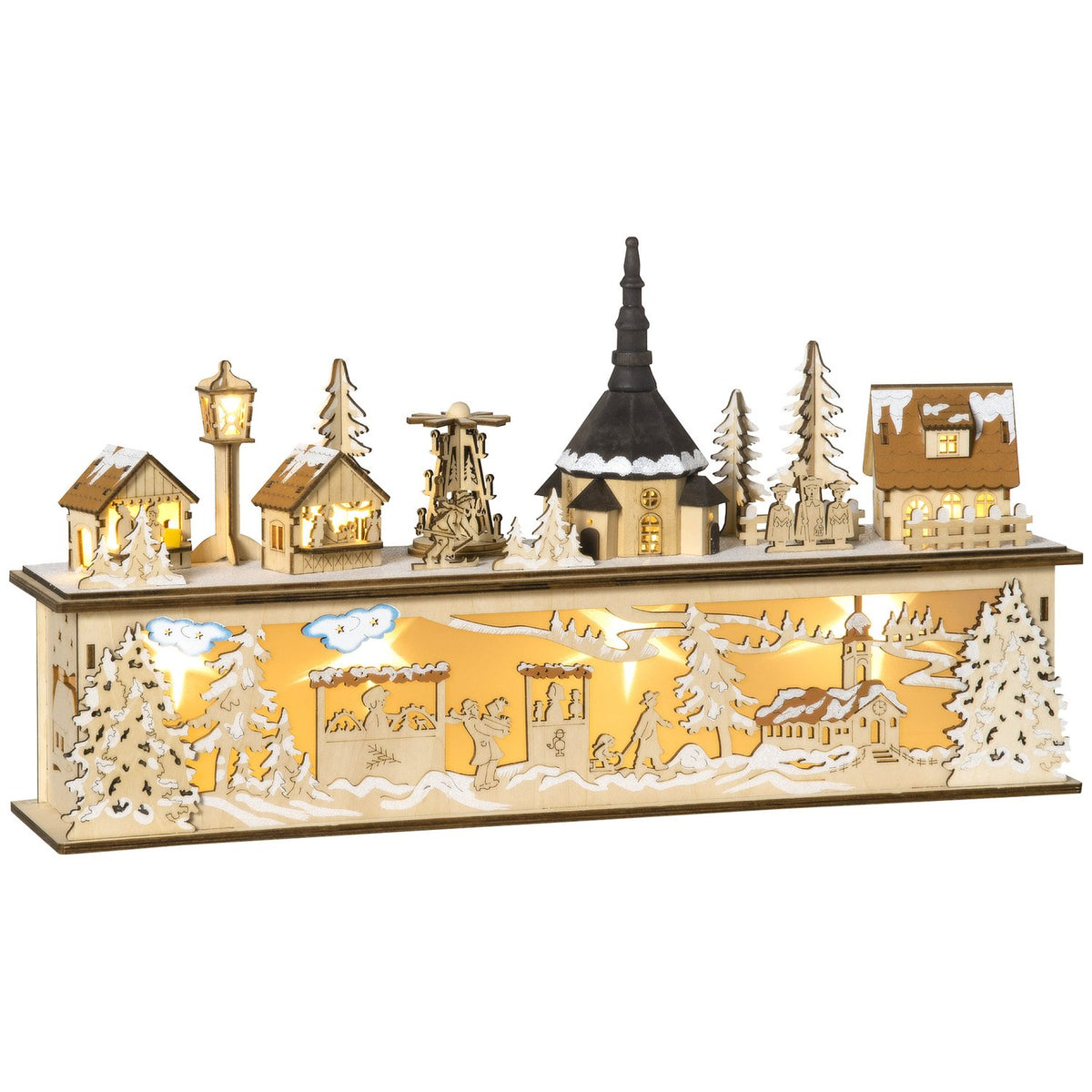 Kerststadsdecoratie, LED-verlicht winterlandschap, 45x10x25 cm