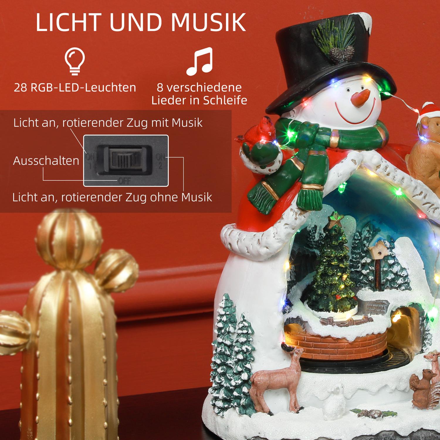 Kerstdorp met LED-verlichting, muziek en trein