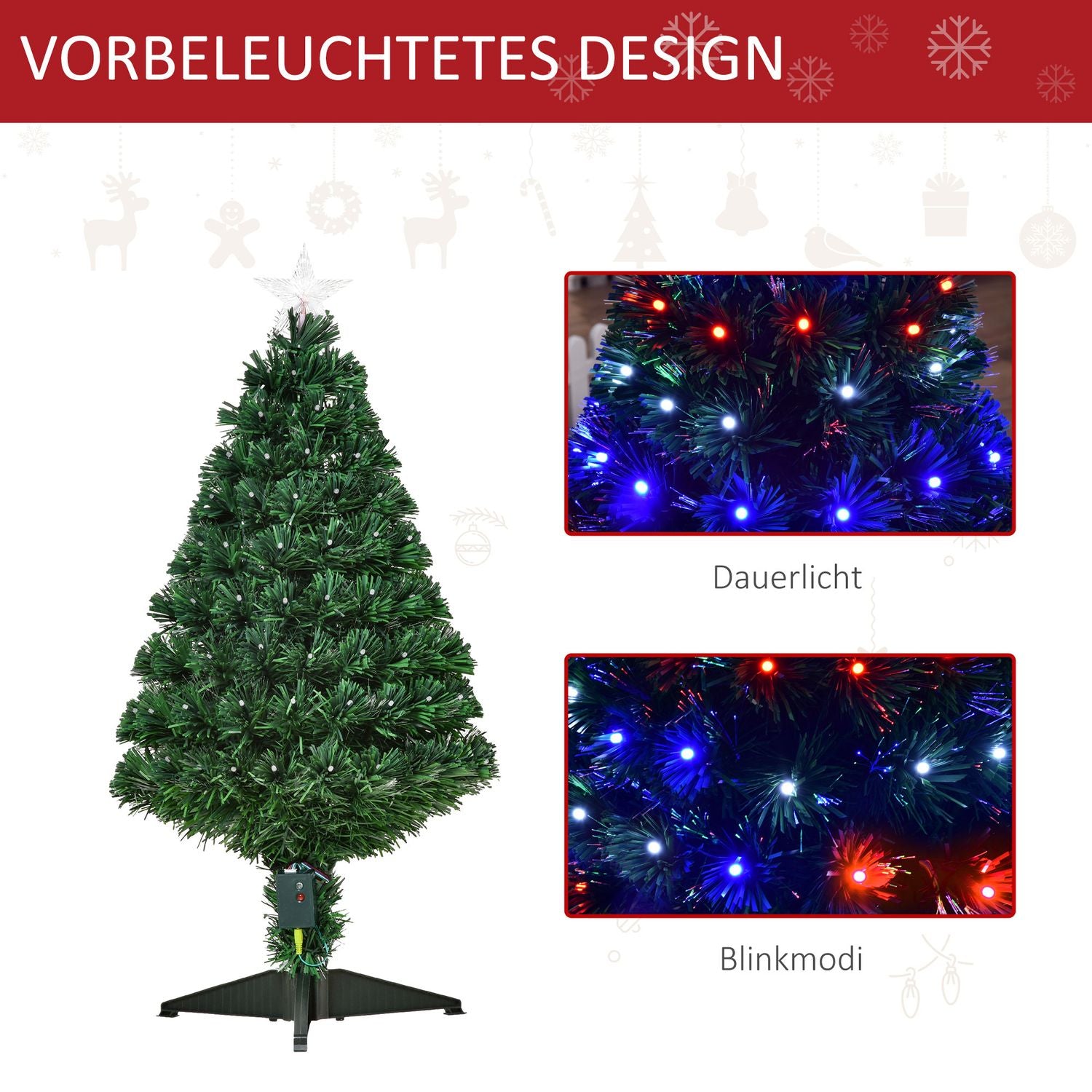 Kerstboom, groen, 48cm x 90cm, 90 LED-lampen