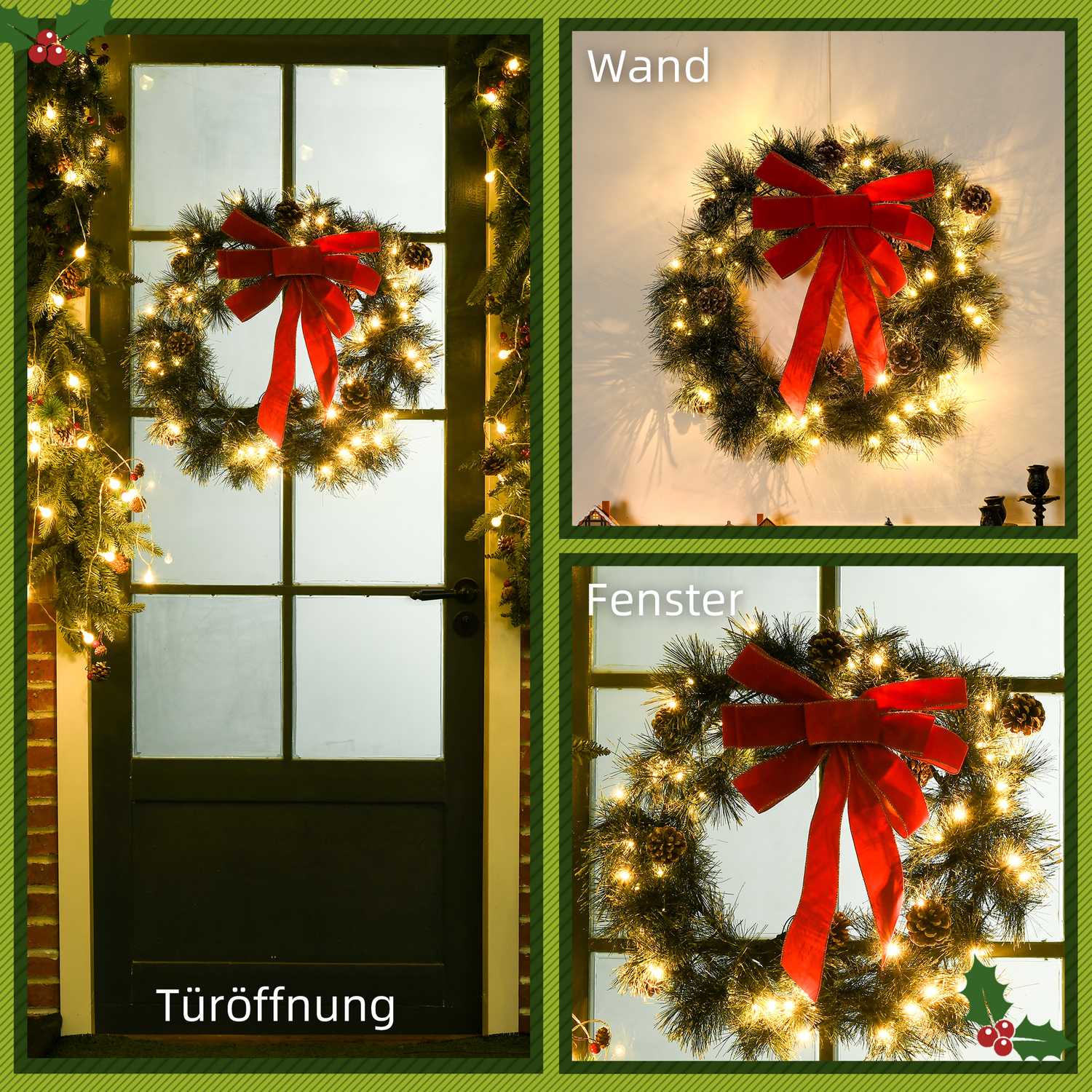 Kerstslinger, 60cm, groen, ophangoog