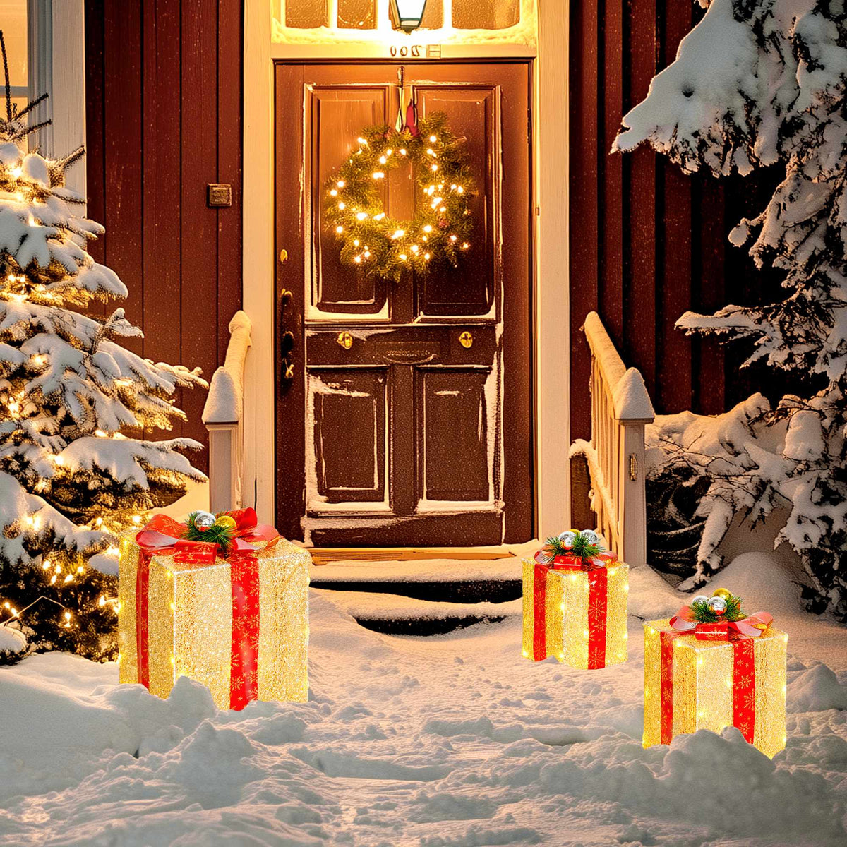 Kerstverlichtingsset, 3-delig, 58 leds, goud