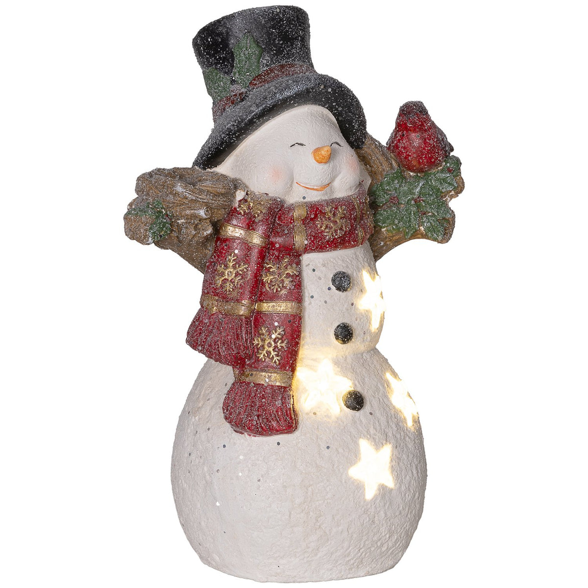 Kerstsneeuwpopfiguur met LED-licht, 38 cm, binnen/buiten