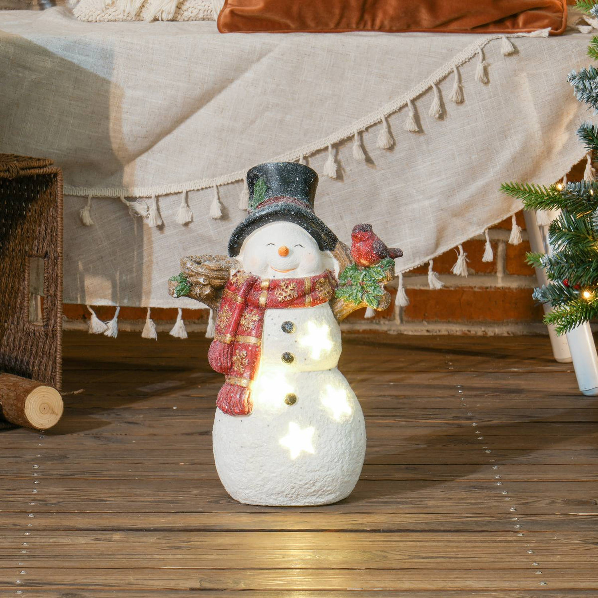 Kerstsneeuwpopfiguur met LED-licht, 38 cm, binnen/buiten