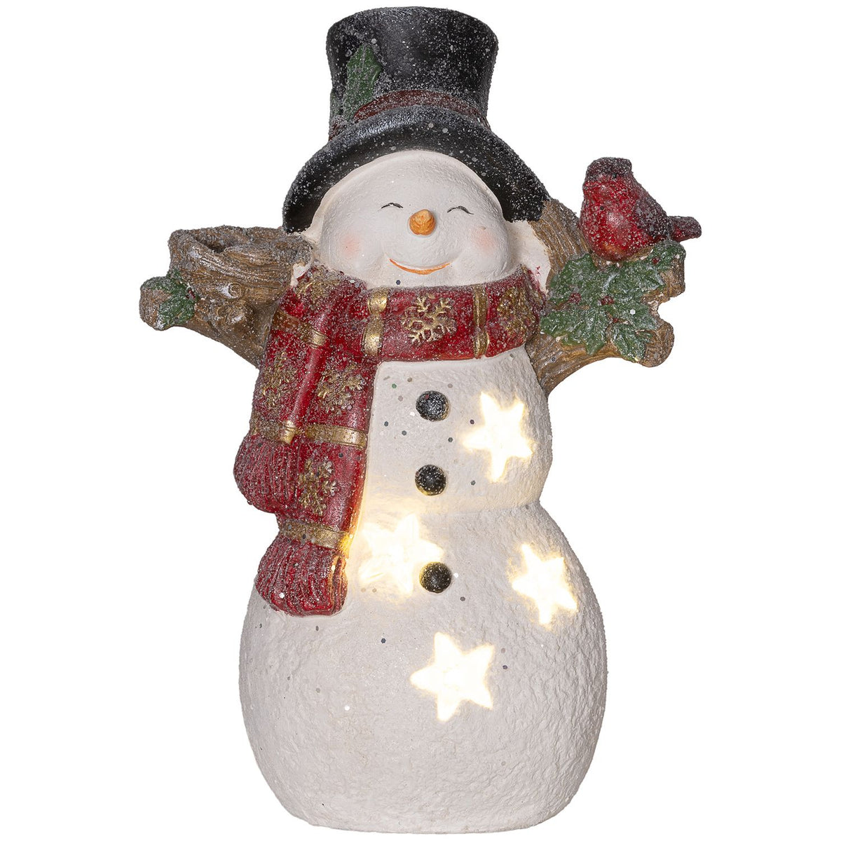 Kerstsneeuwpopfiguur met LED-licht, 38 cm, binnen/buiten