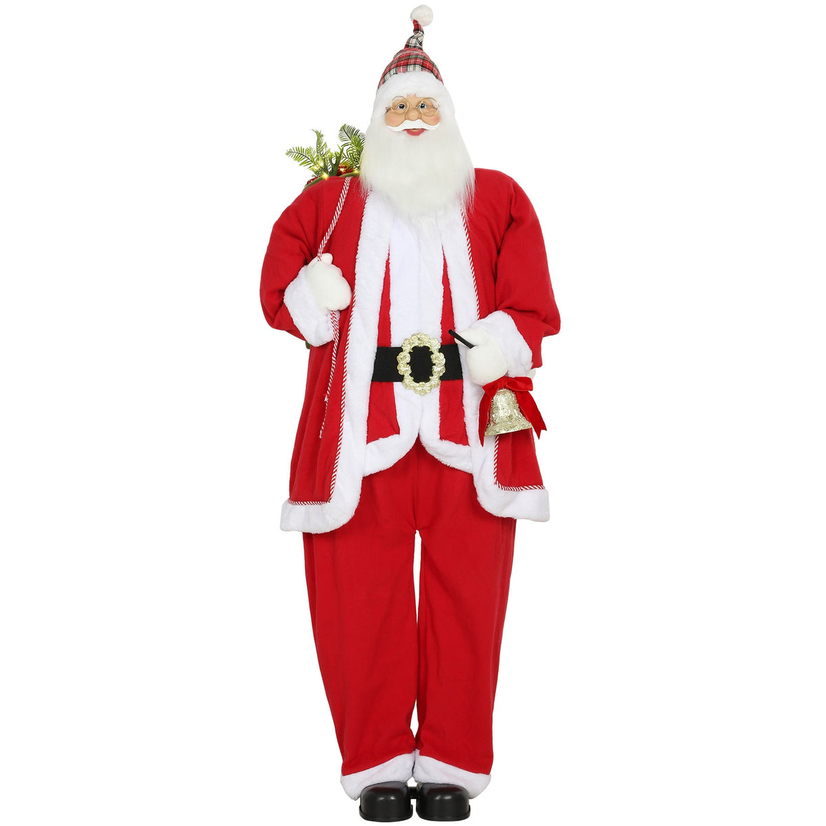 Kerstman van 1,6 m met cadeau en belgeluid