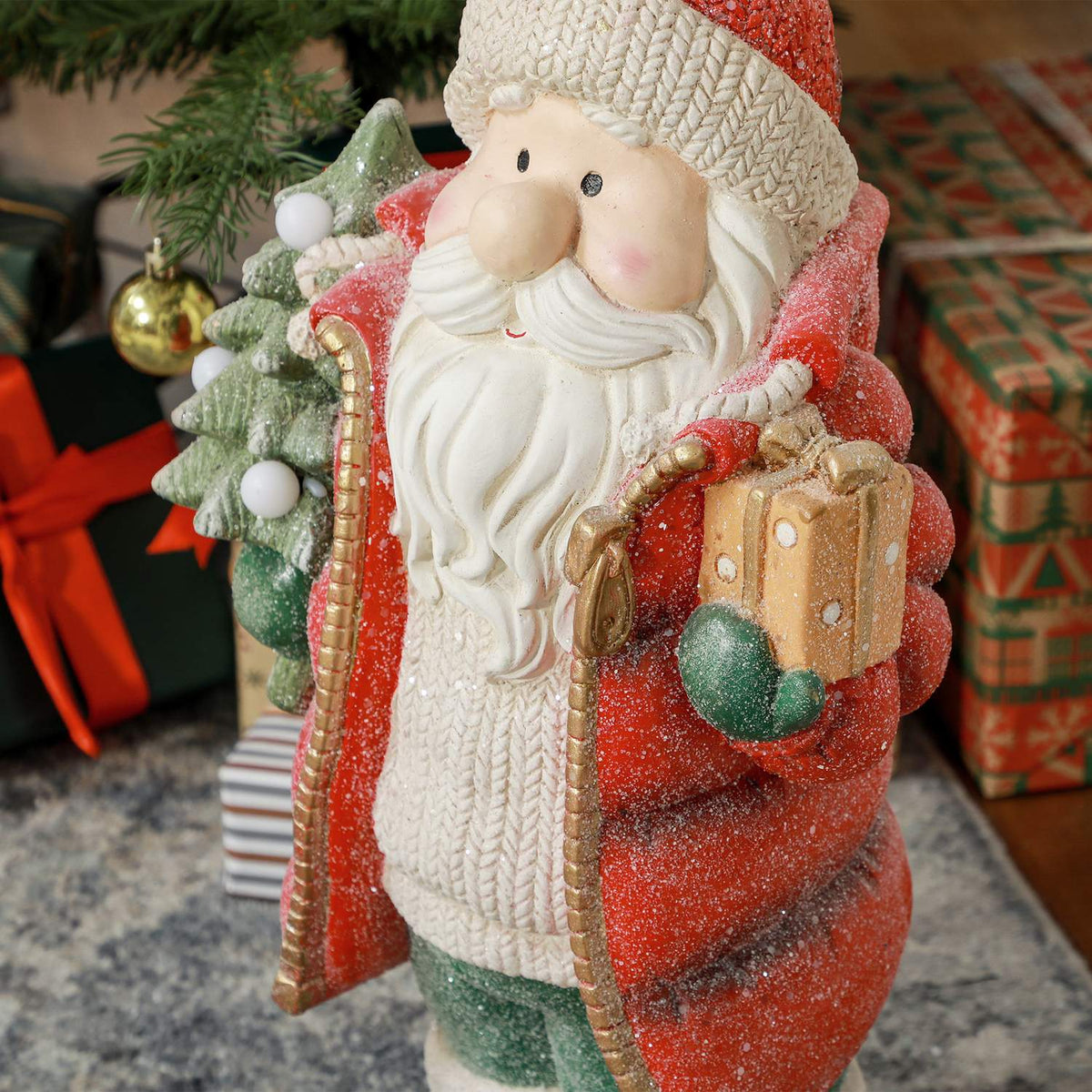 Kerstman kerstbeeldje met LED-verlichting, 50 cm