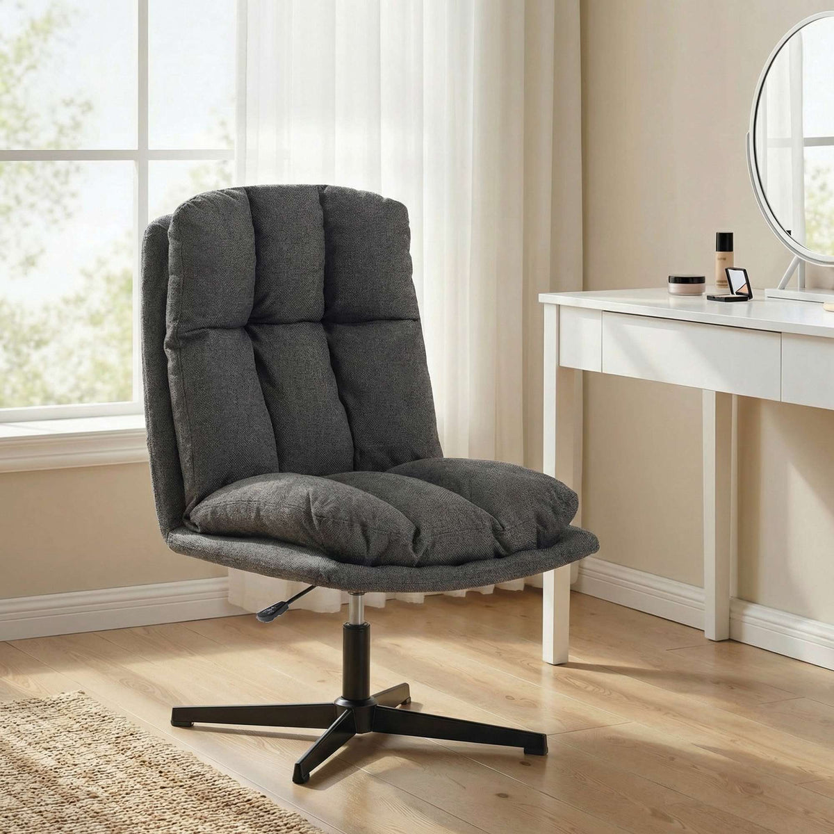 Verstelbare draaifauteuil, zitting van 62 cm, donkergrijs