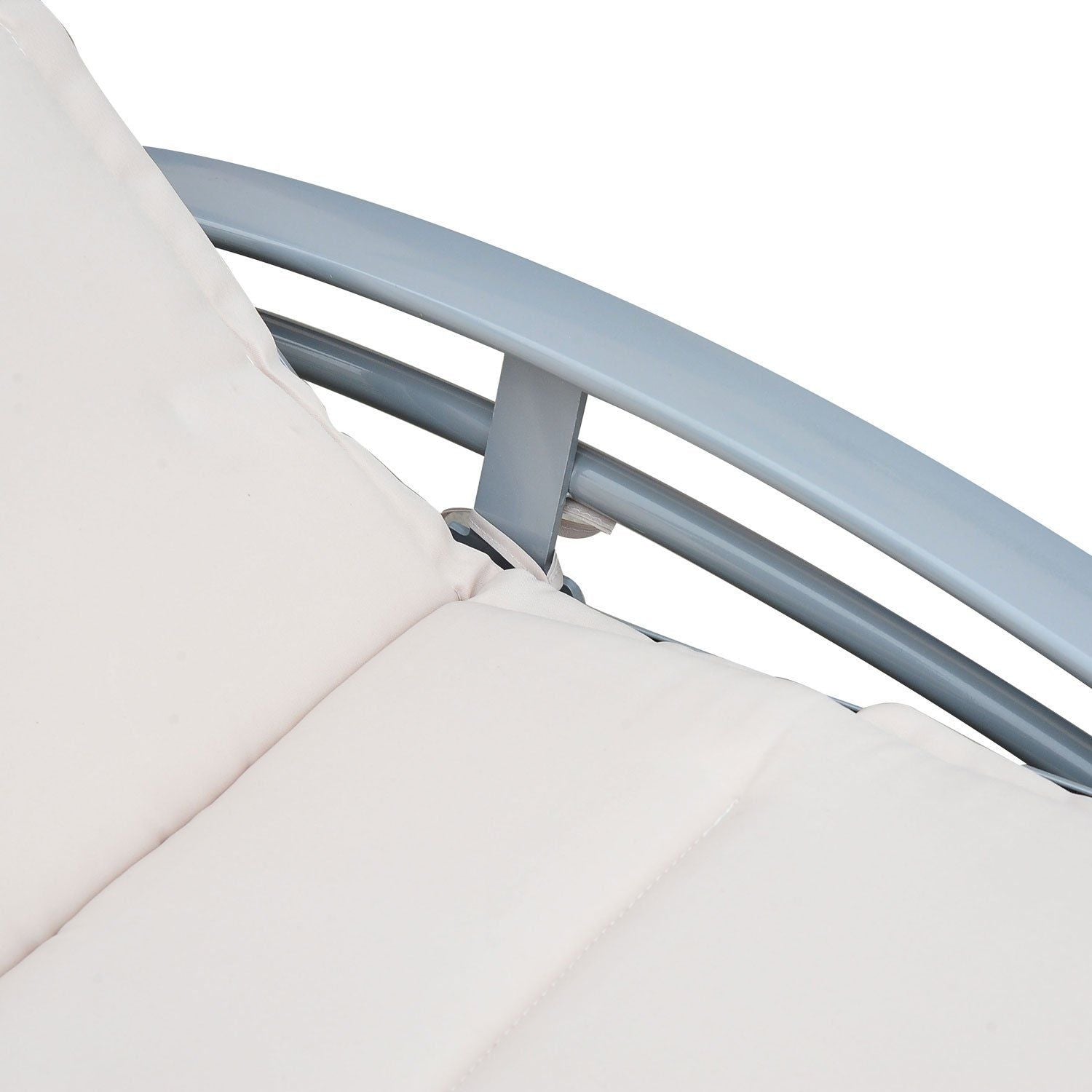 Verstelbare aluminium ligstoel – Crèmewit, 170x64x82 Cm