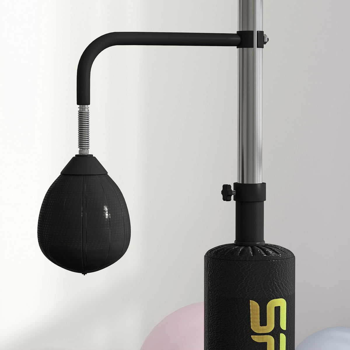 Verstelbare boksstandaard met speedballen, kickpad, staal