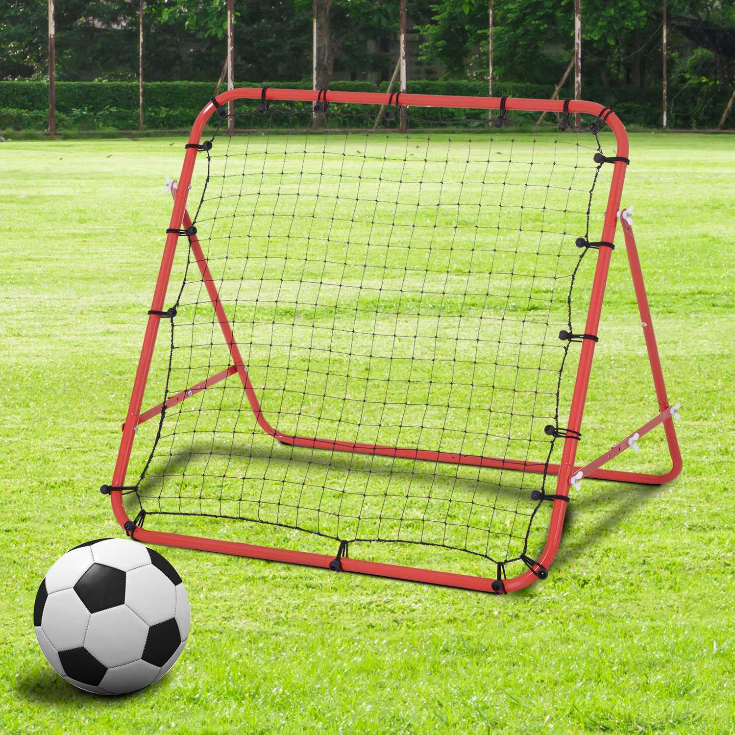 Justerbart vinkelfotbollsreboundernät – rött och svart