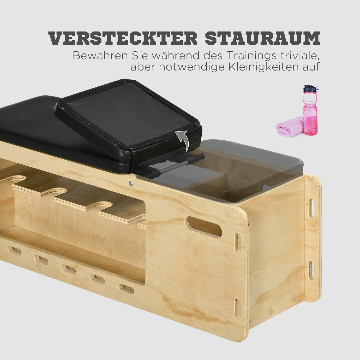 Verstellbare Hantelbank mit Aufbewahrungsbox, Widerstandsbänder