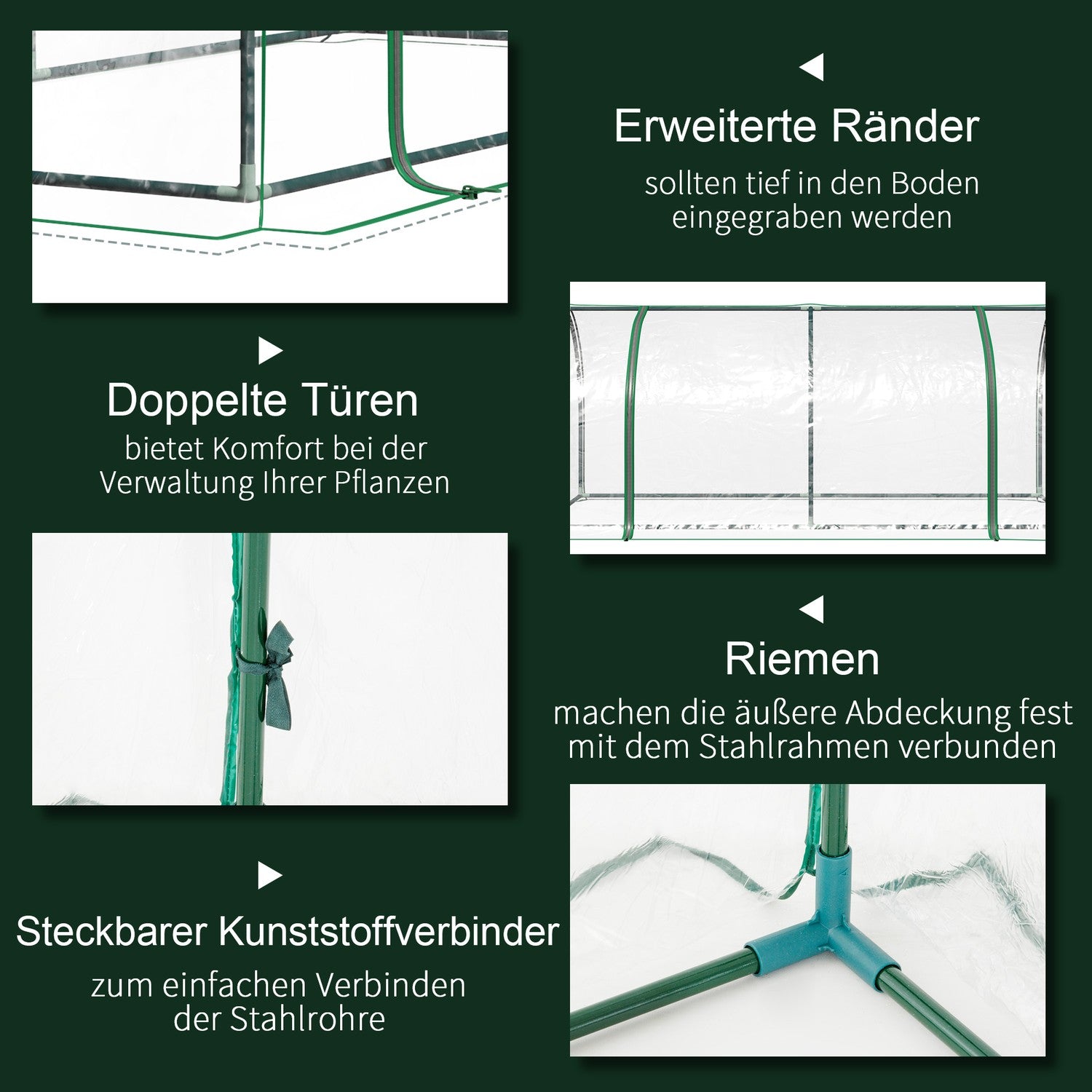 Frühbeet-Gewächshaus mit Tür, Stahl PVC, 200x100x80 cm