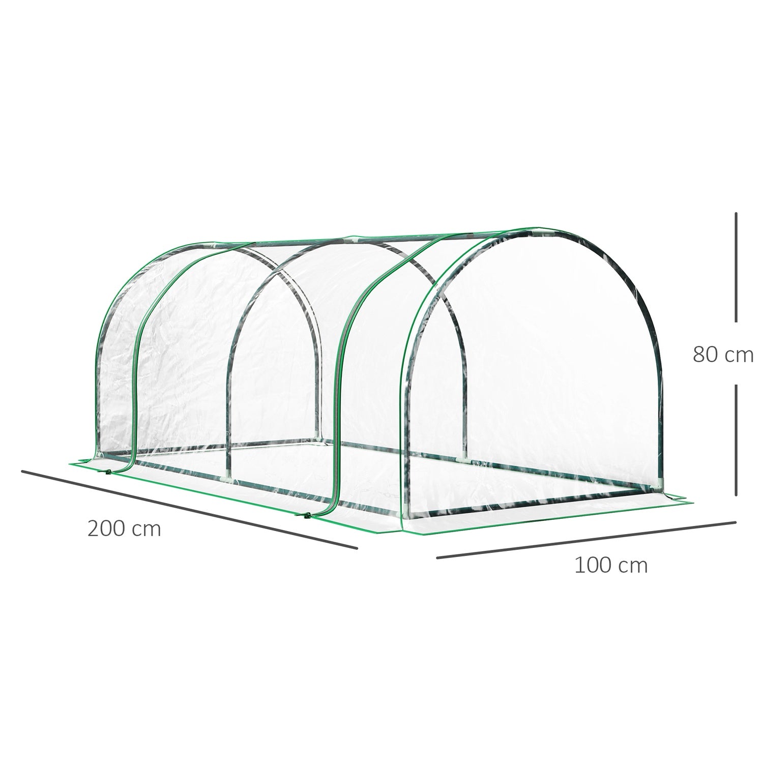 Frühbeet-Gewächshaus mit Tür, Stahl PVC, 200x100x80 cm