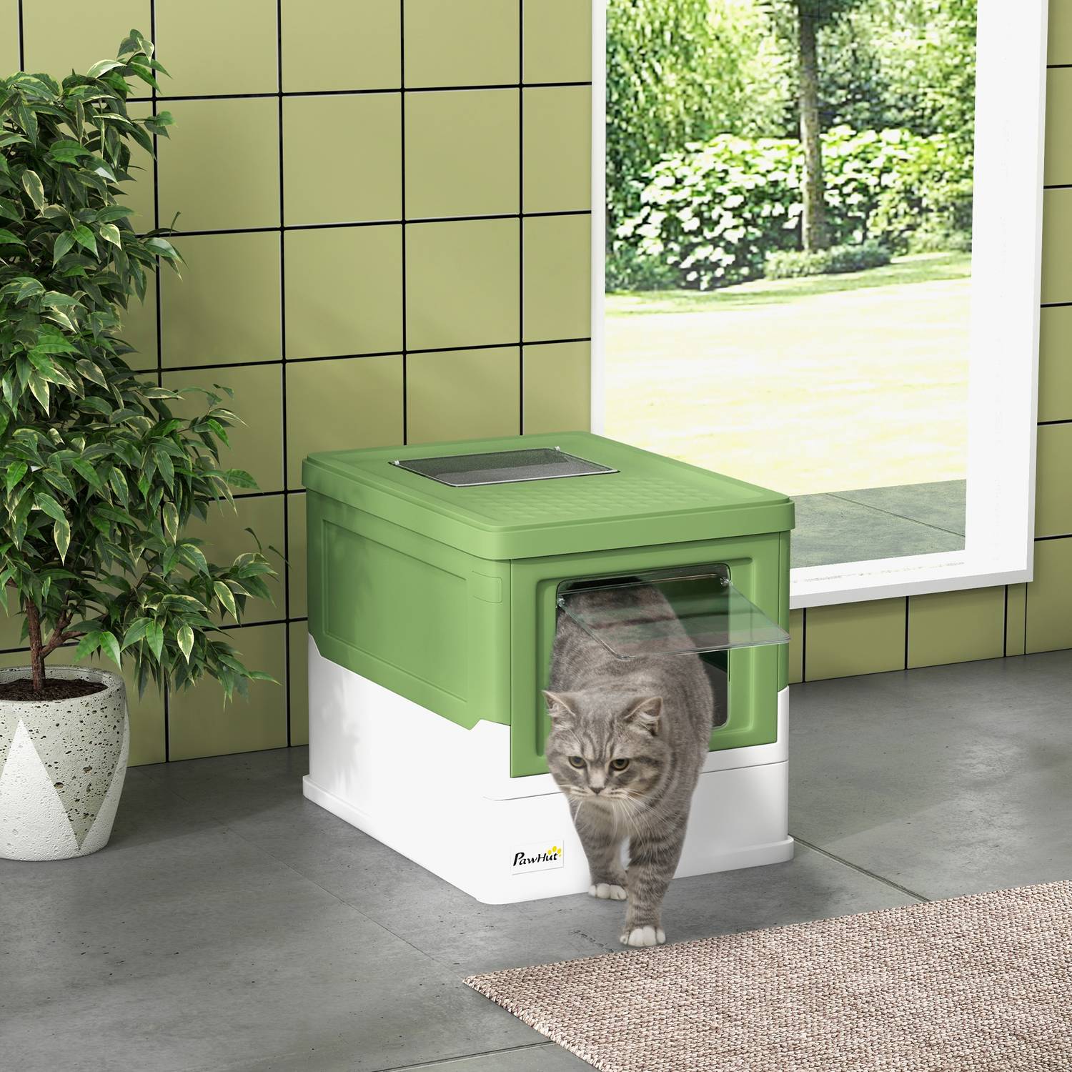 Katzentoilette mit Deckel – Kunststoff, leicht zu reinigen, 47,5 cm