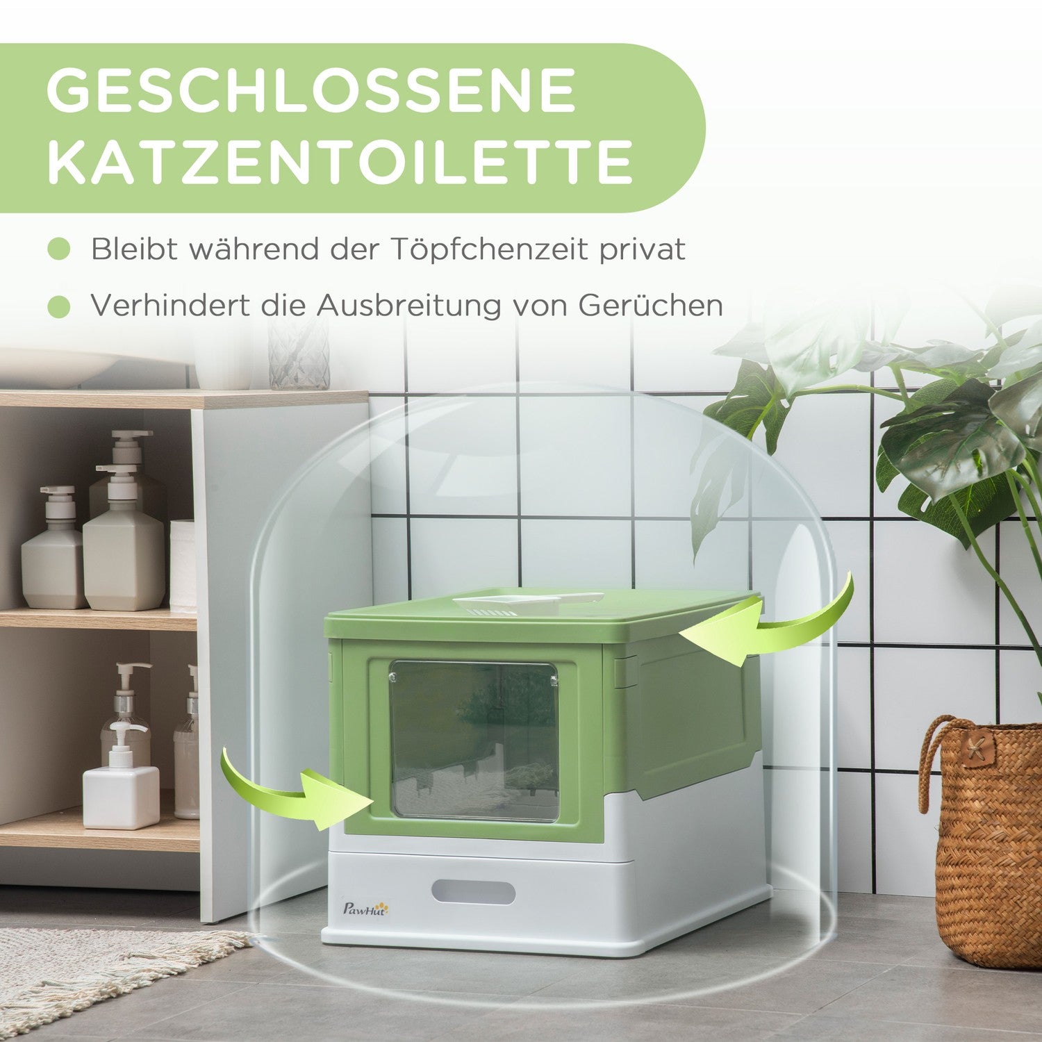 Katzentoilette mit Deckel – Kunststoff, leicht zu reinigen, 47,5 cm