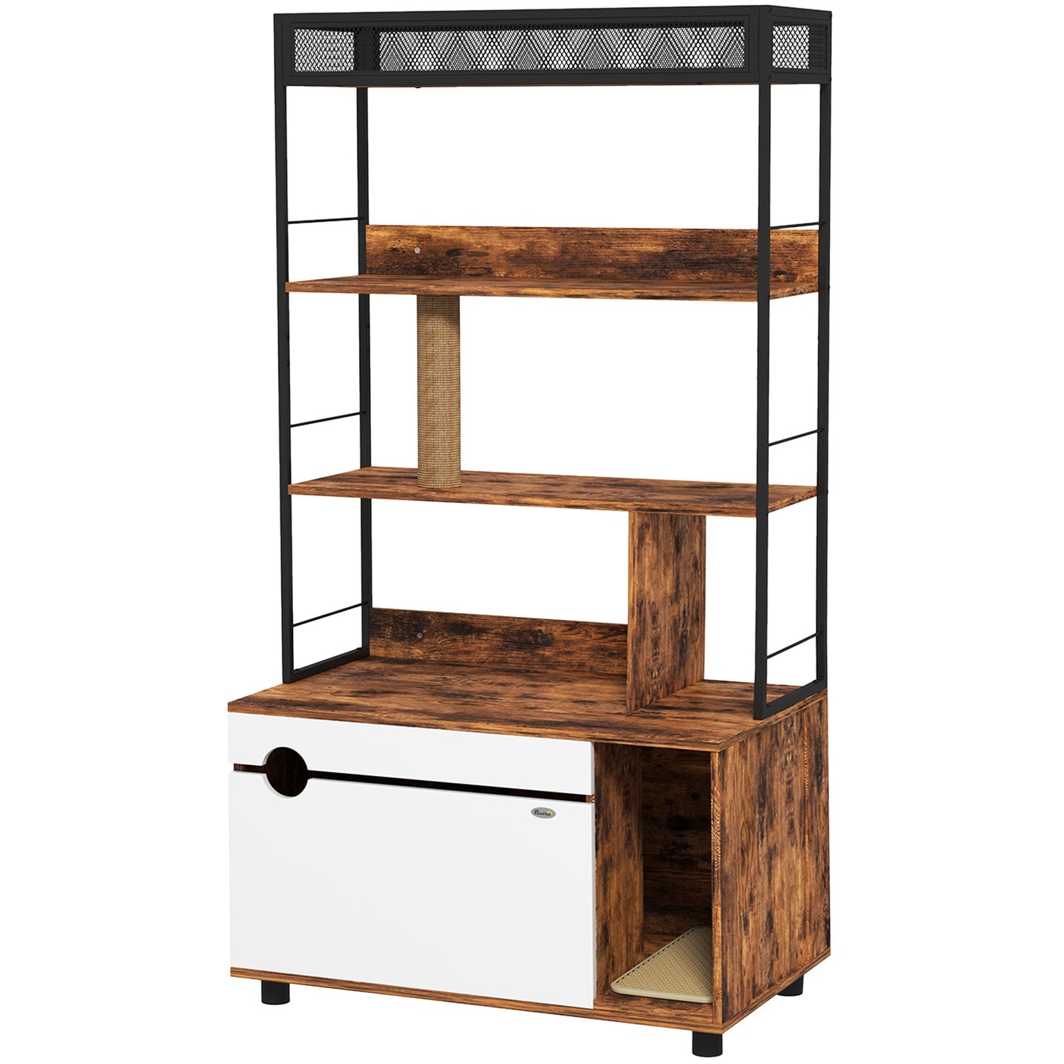 Katzenschrank mit Regal und Kratzsäule