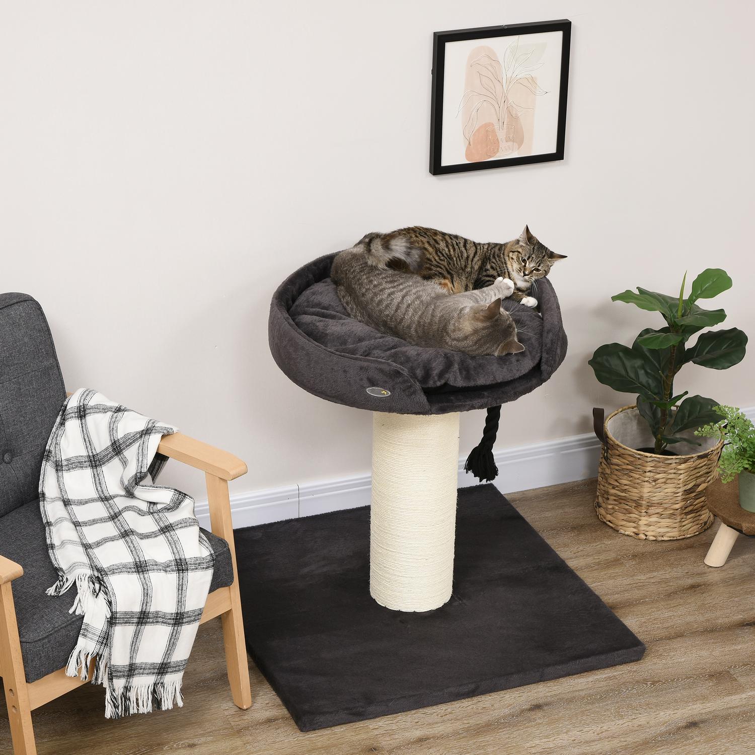Krabhout met bed en sisal, 78 cm, grijs