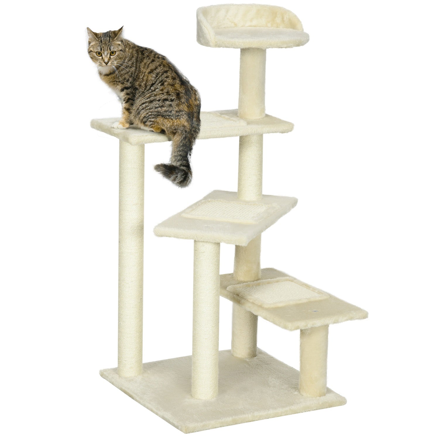 Griffoir pour chat, colonnes en sisal, beige, 50x50x100 cm