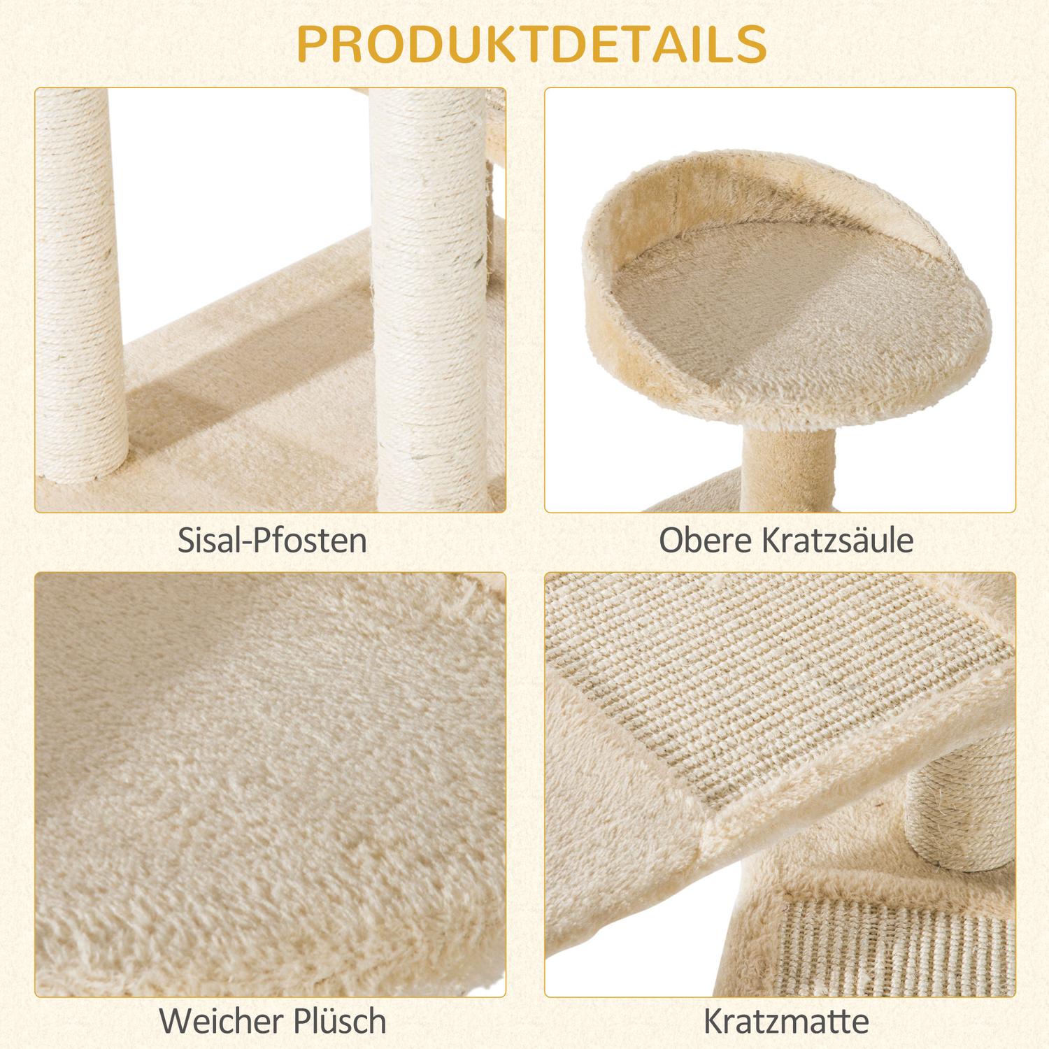 Griffoir pour chat, colonnes en sisal, beige, 50x50x100 cm