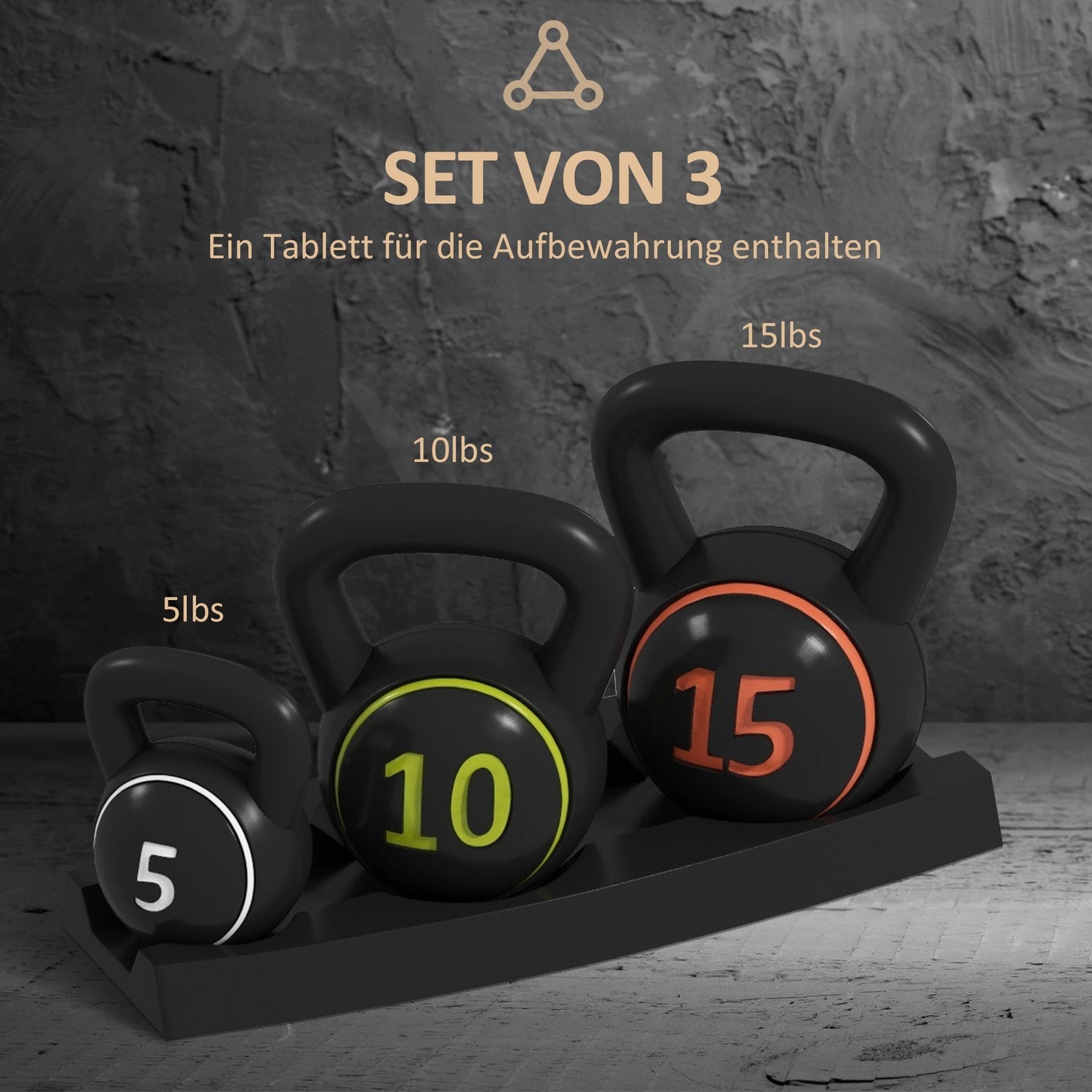 Kettlebellset, 2,2-6,8 kg, gewichten voor krachttraining