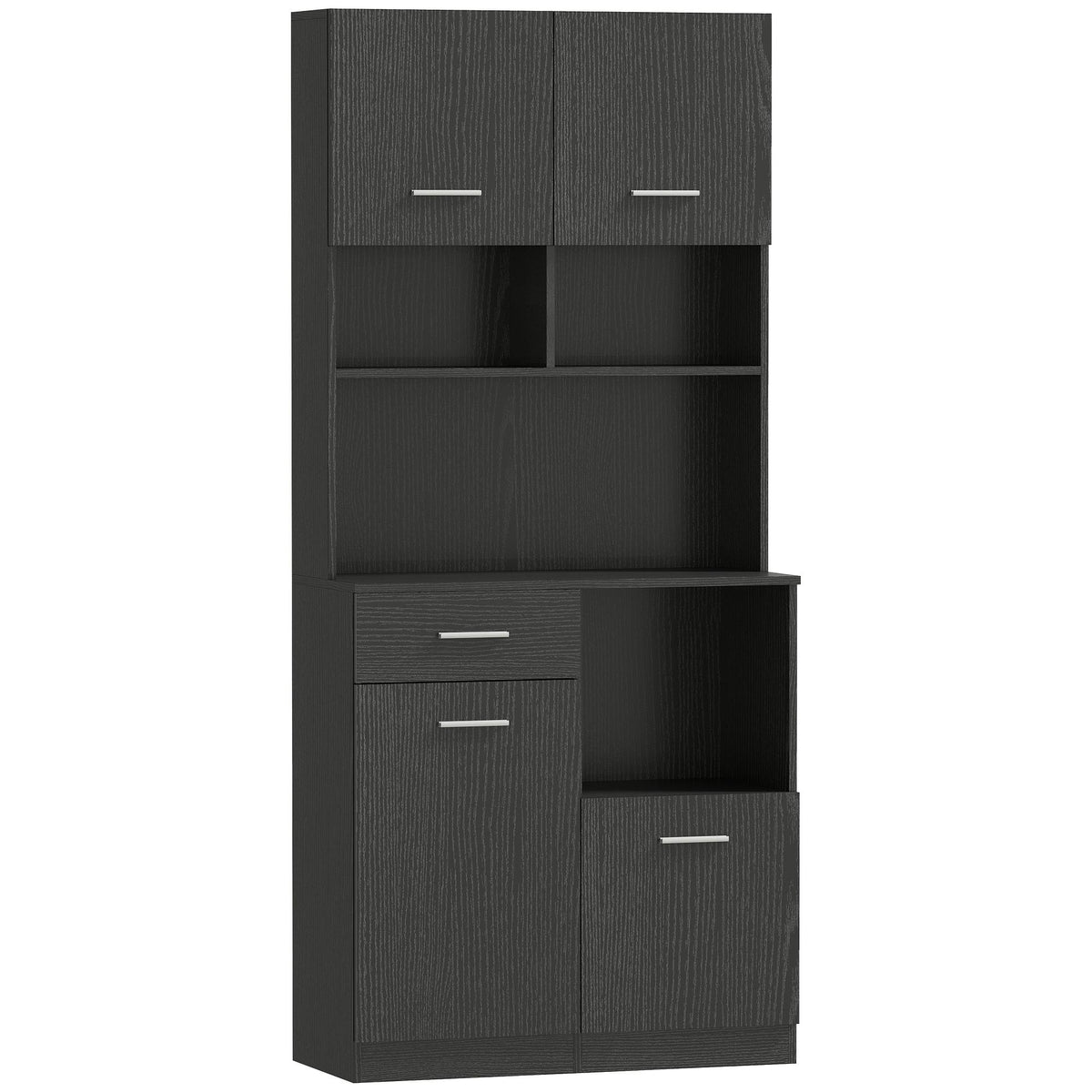 Keukenbuffetkast, deuren met softclose, 80 x 35 x 180 cm, zwart